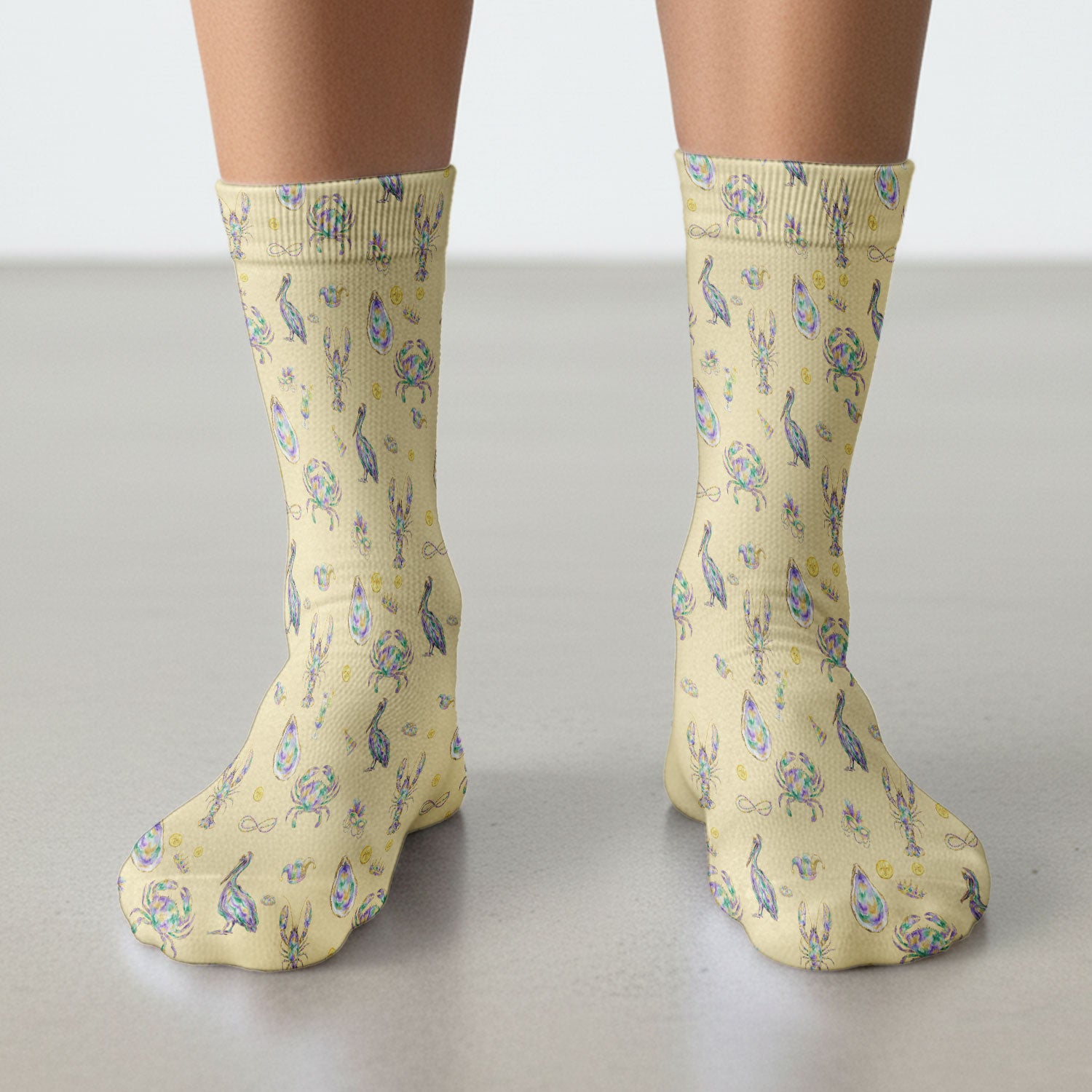 Mardi Gras Seafood Nurse Scrub Socks, Comfortable Uniform Scrubs For Nursing