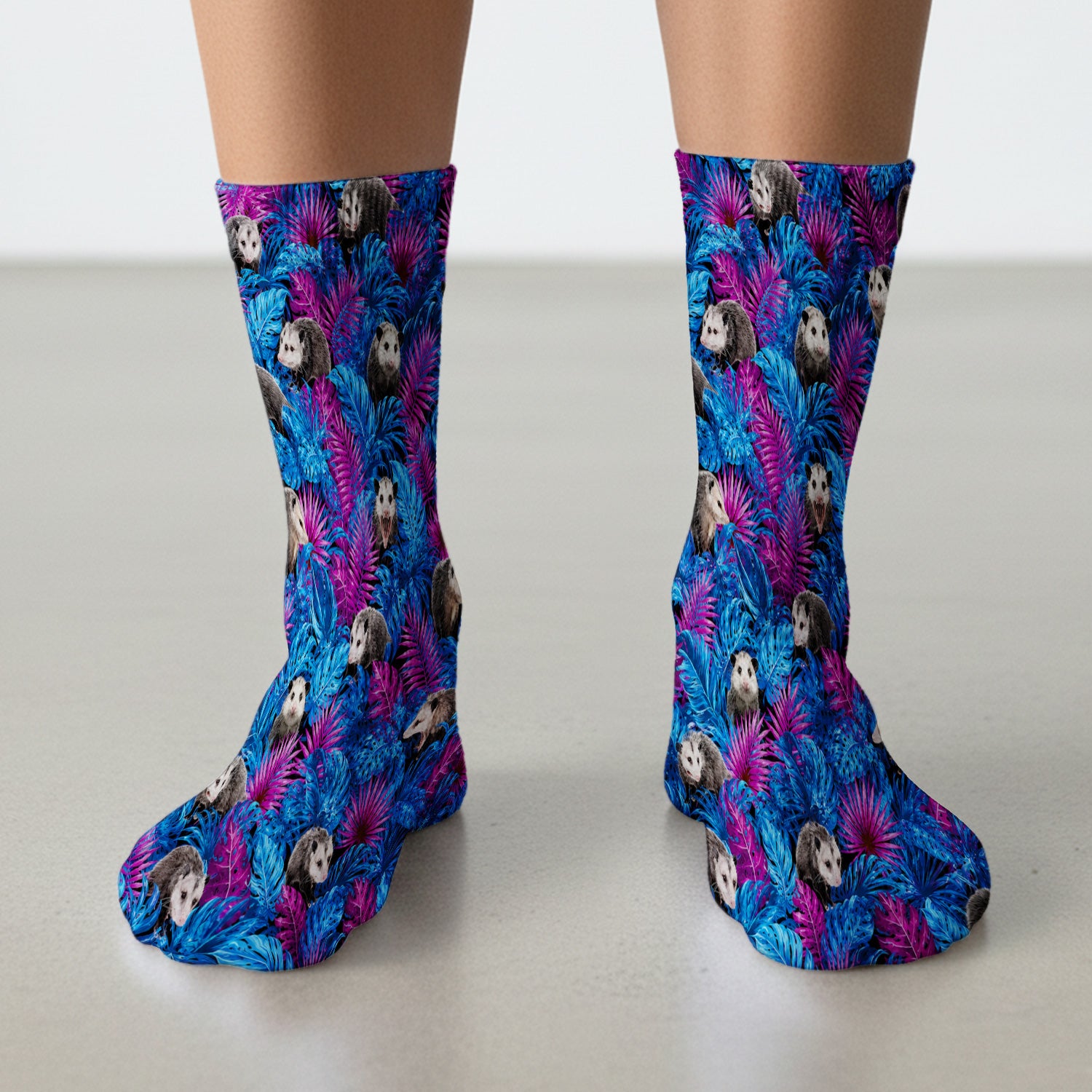 Cute Opossum Tropical Print Socks, Adult Socks for Men and Women