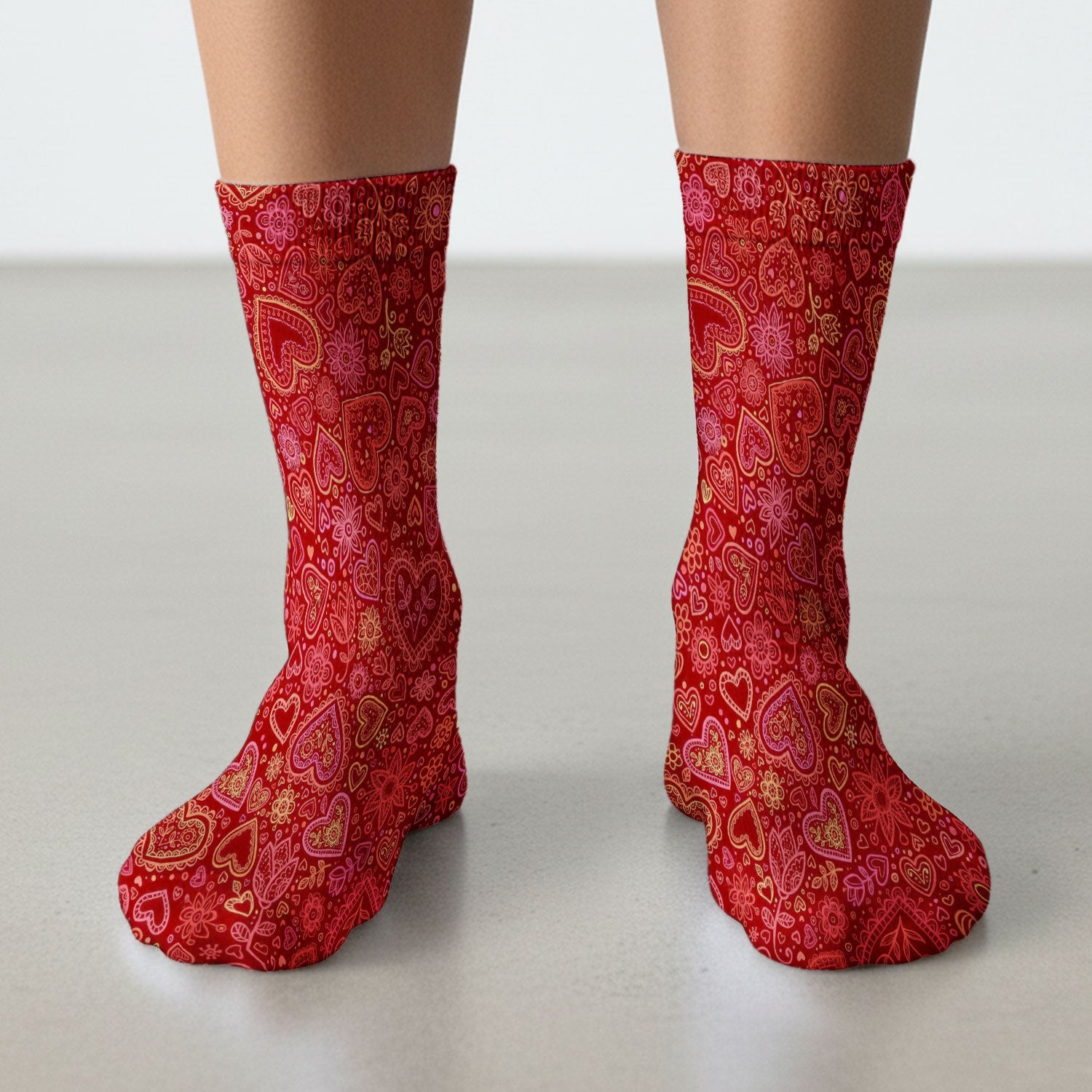 Valentine Heart Nurse Scrub Socks, Cute Nursing Pattern Sock, Breathable Fabrics Nursing Uniform