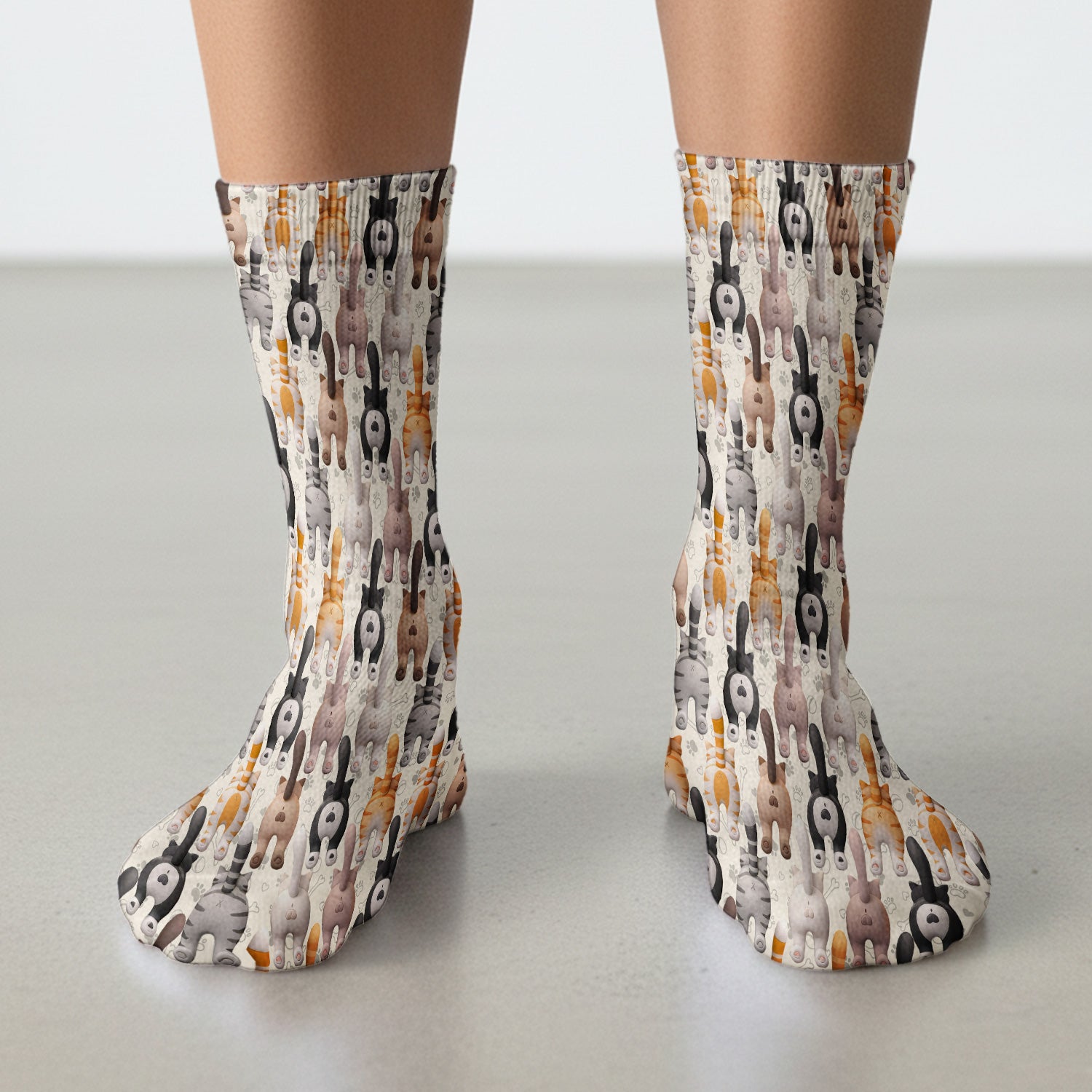 Funny Cat Butt Paw Print Pattern Socks, Breathable Fabrics Medical Uniform