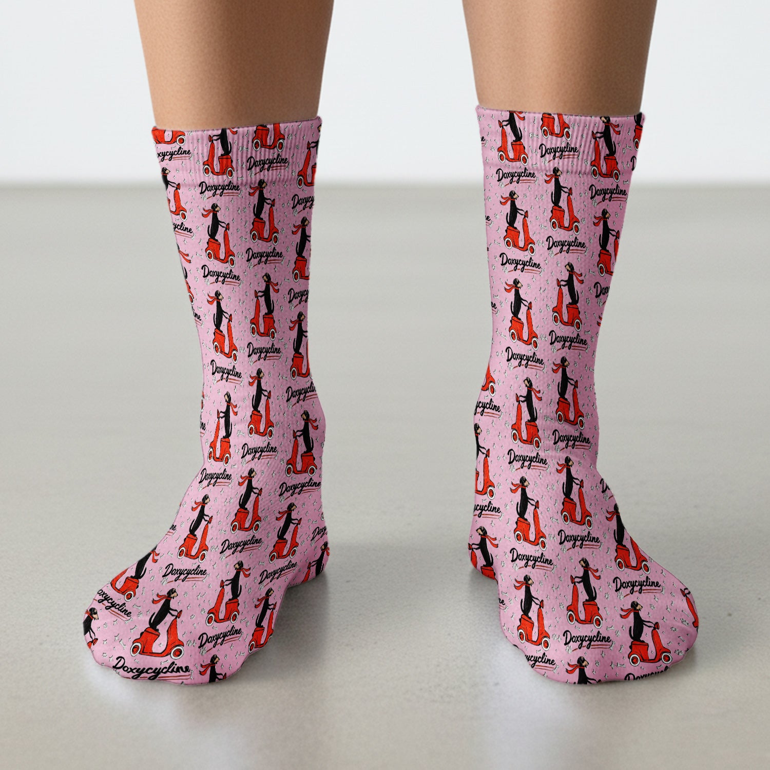 Funny Dachshund Riding Scooter Doxycycline Socks, Socks for Nurse Doctor