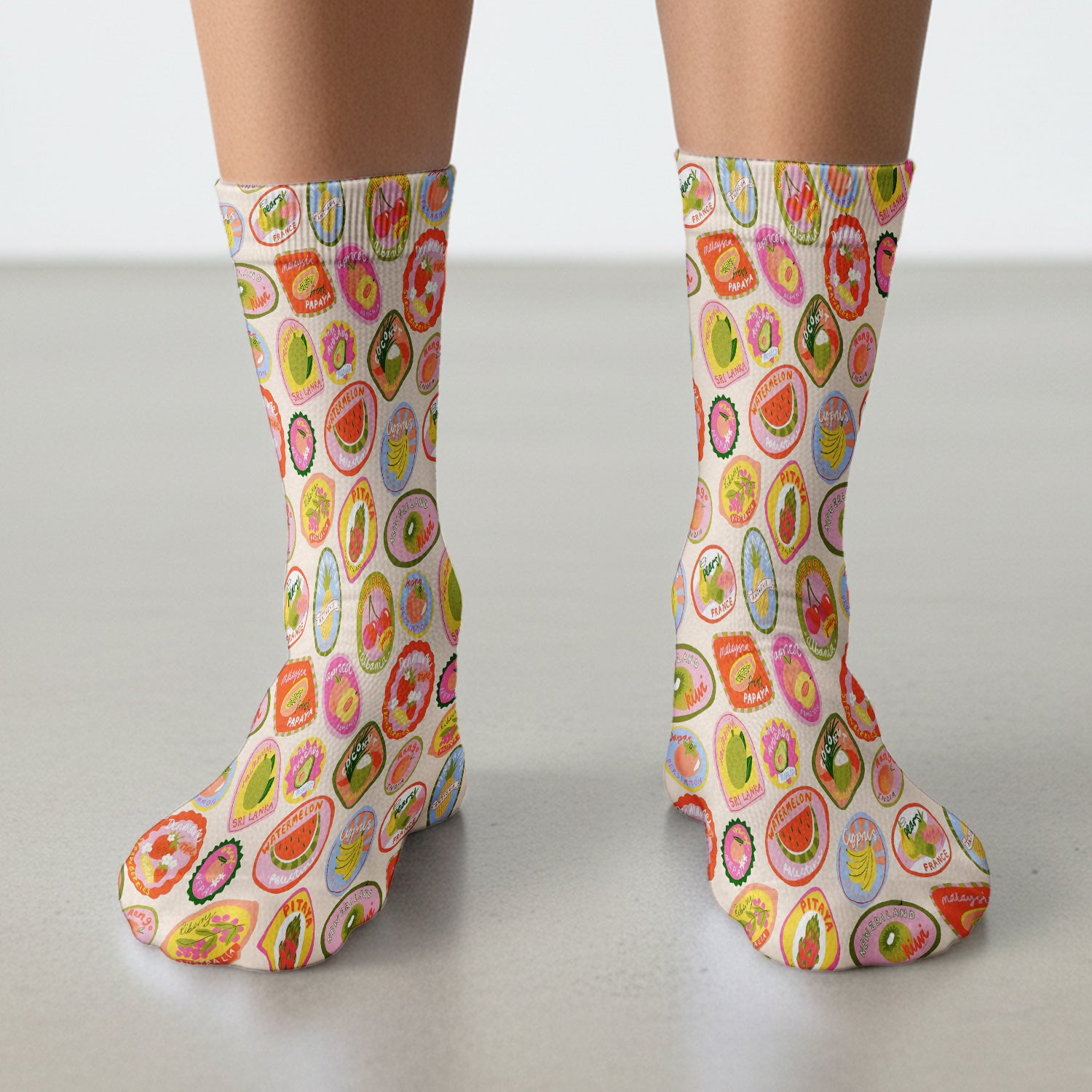 Summer Colorful Fruit Sticker Pattern Socks, Socks for Nurse Doctor