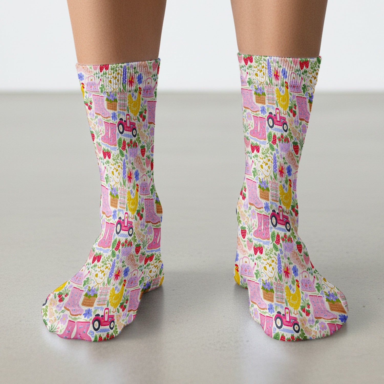 Cute Farm Garden Chicken Pattern Socks, Breathable Fabrics Medical Uniform