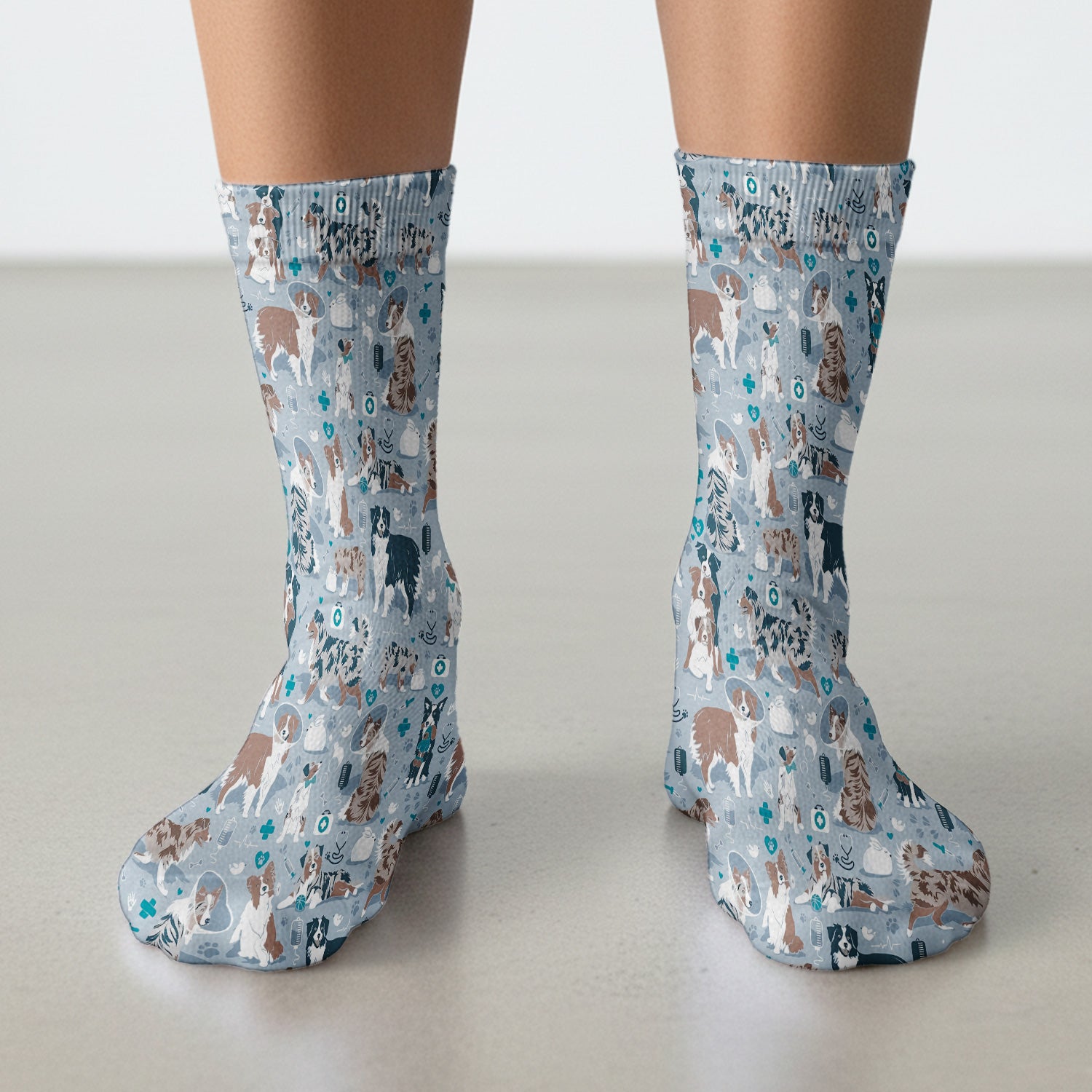Cute Dog Pattern Veterinary Medical Socks, Socks for Nurse Doctor