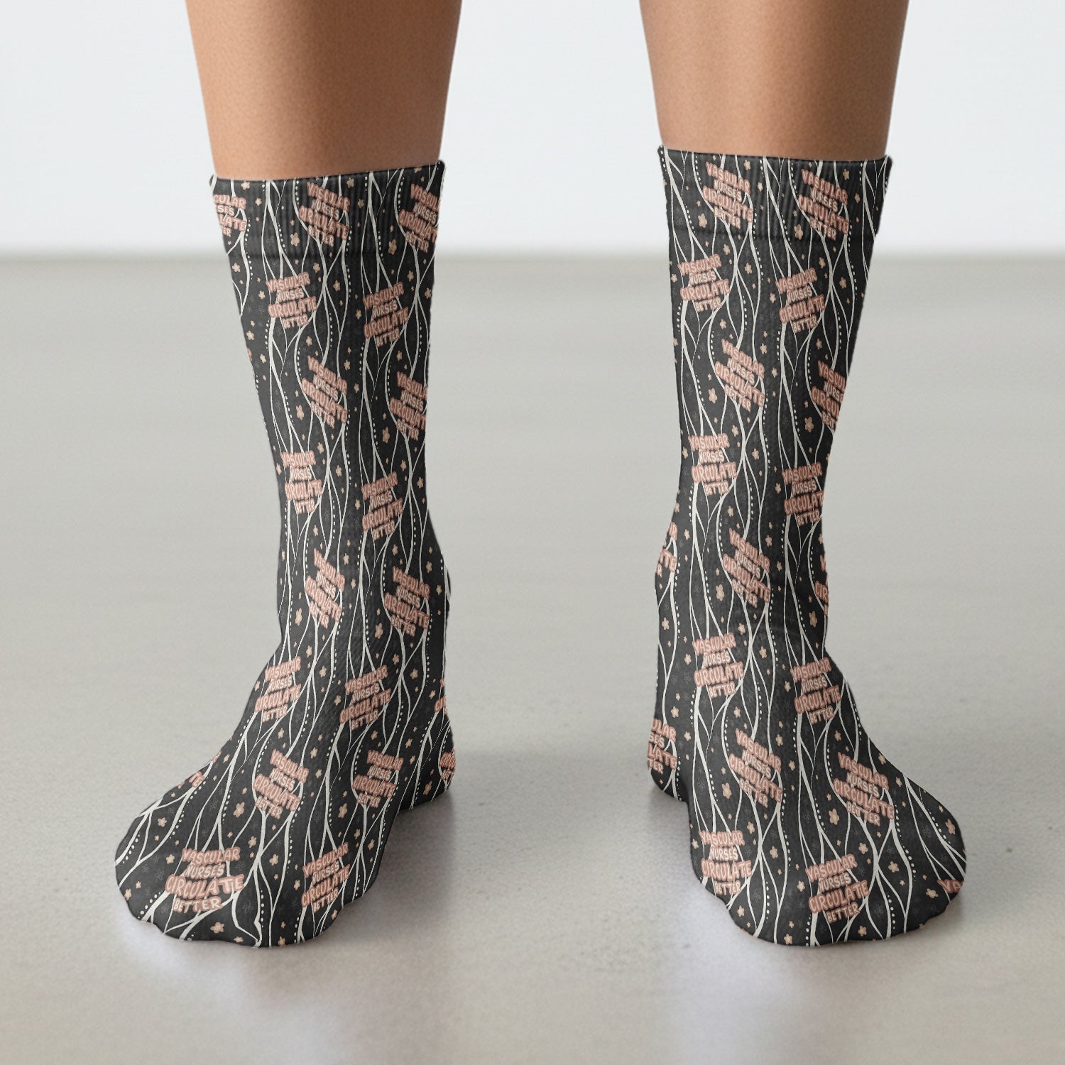 Inspirational Vascular Nurse Circulation Awareness Pattern Socks, Adult Socks for Men and Women