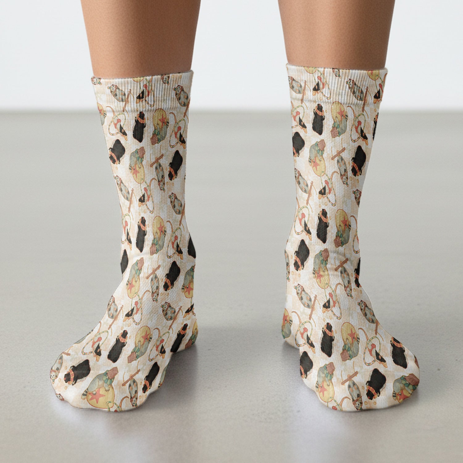 Cute Circus Animal Mouse Acrobat Pattern Socks, Adult Socks for Men and Women
