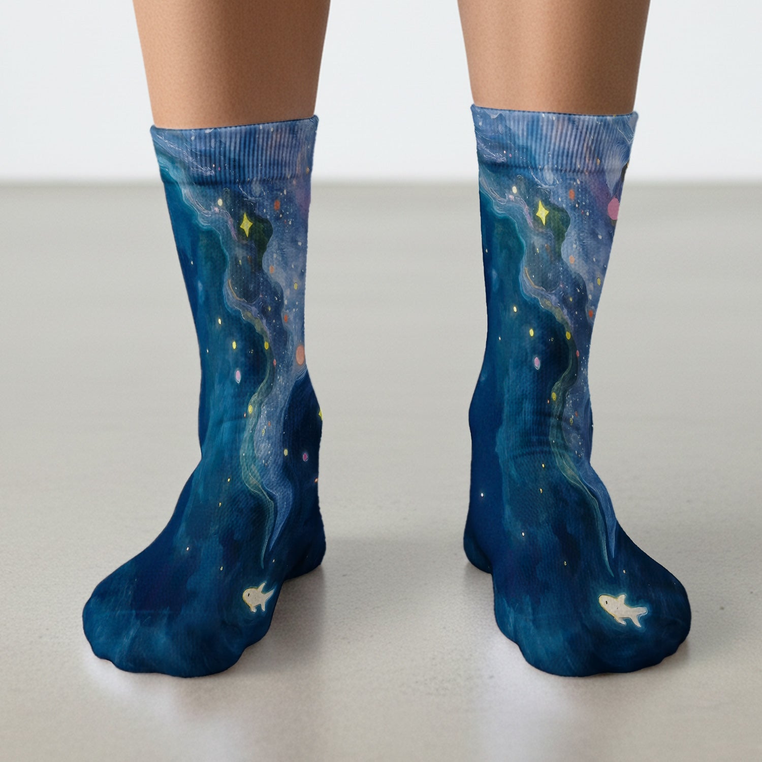 Marine Life Shark Pattern Print Socks, Adult Socks for Men and Women