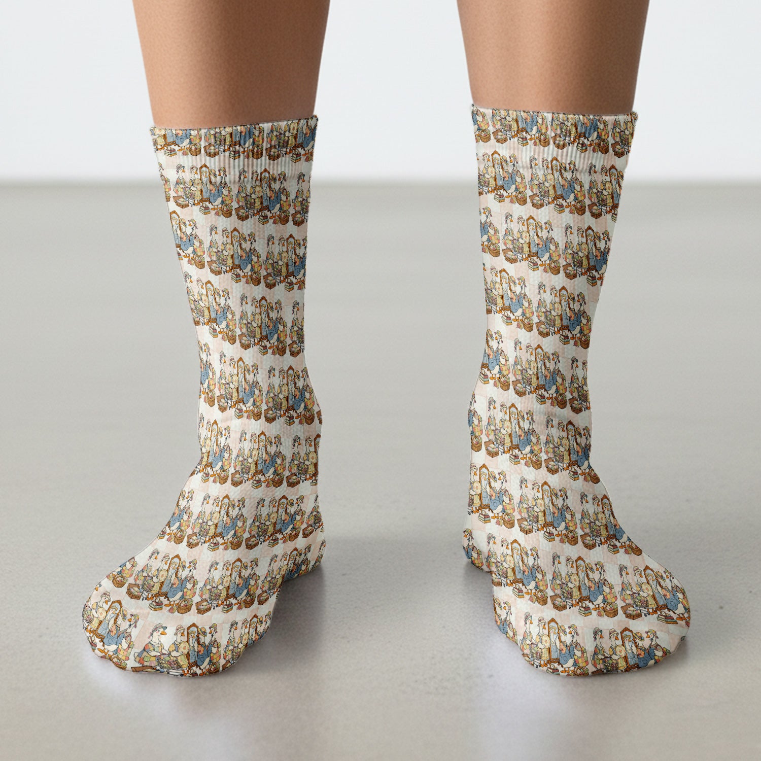 Vintage Goose Market Print Medical Socks, Breathable Fabrics Medical Uniform