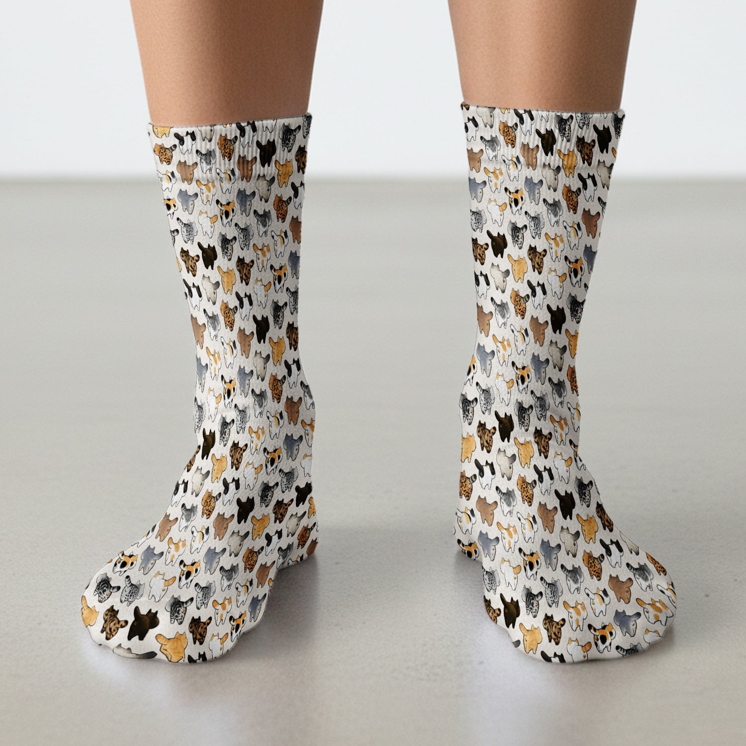 Cat Butt Pattern Medical Scrub Socks, Breathable Fabrics Nursing Uniform