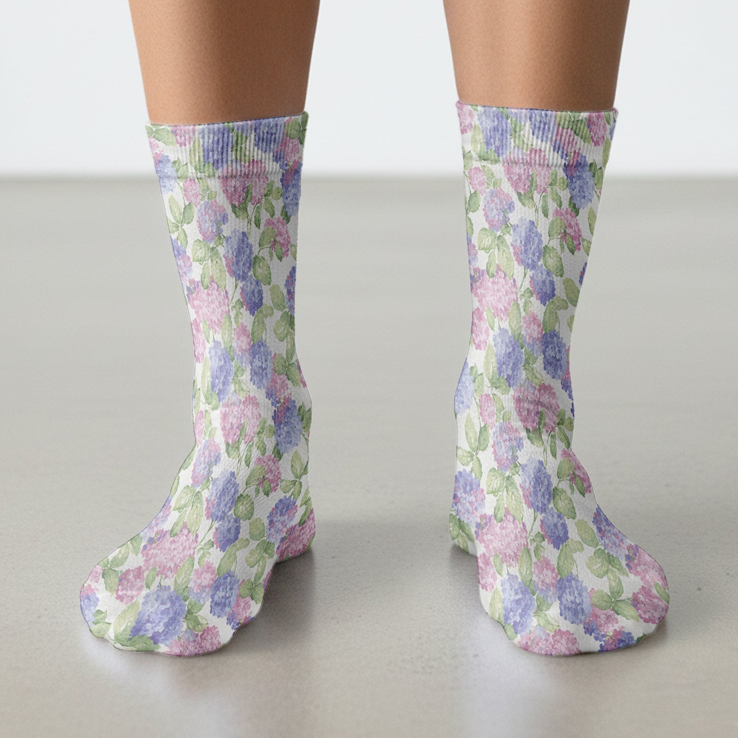 Soft Pastel Watercolor Hydrangea Floral Pattern Nurse Socks, Socks for Nurse Doctor