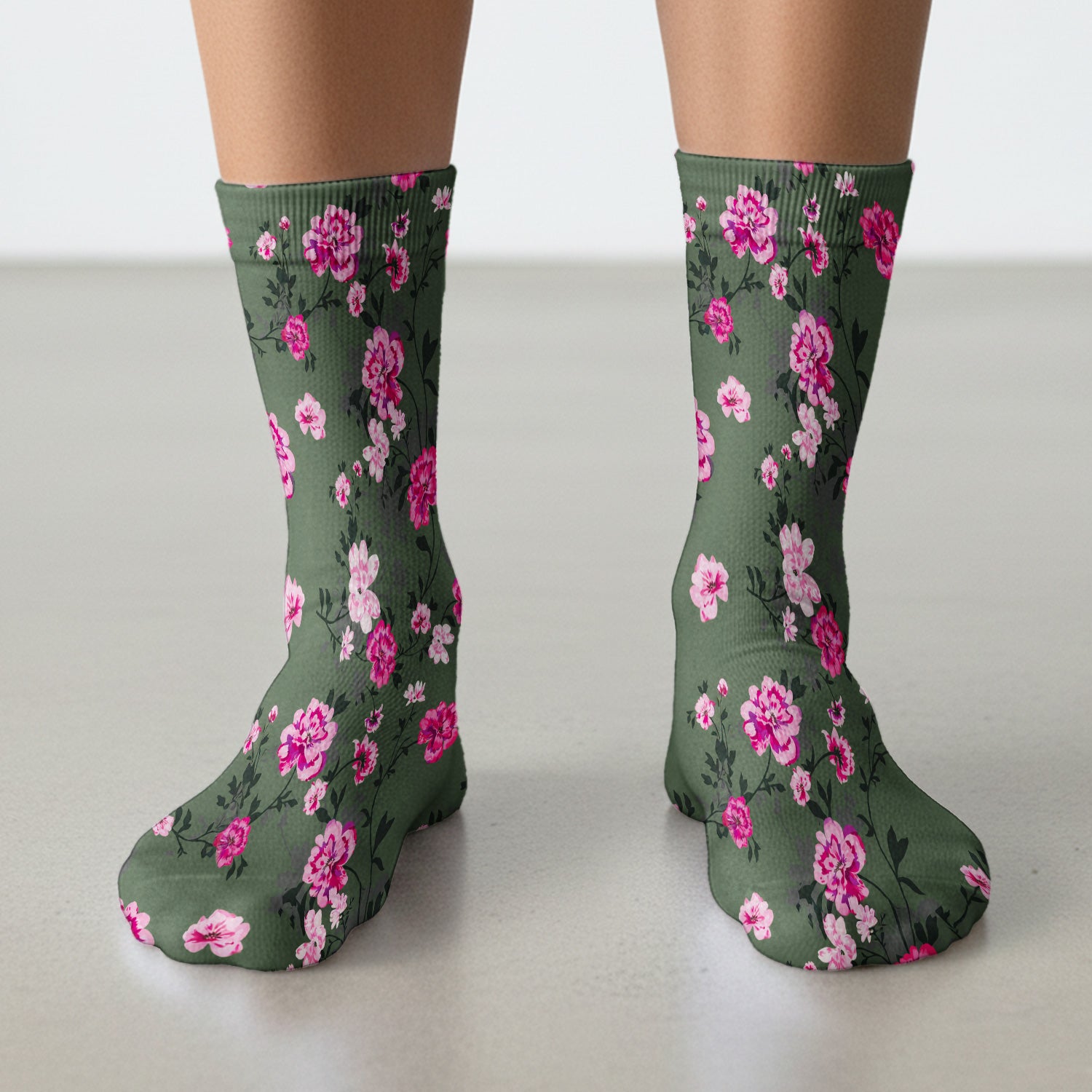 Pink Floral Blossom Pattern Socks,  Adult Socks for Men and Women