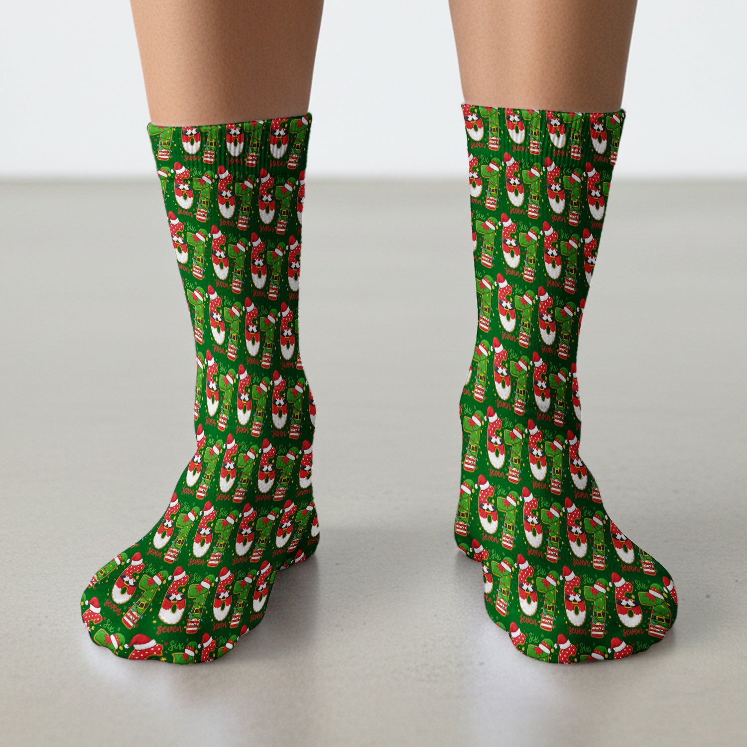 Christmas 67 Pattern Scrub Socks, Festive Holiday Medical Uniform Sock For Nursing