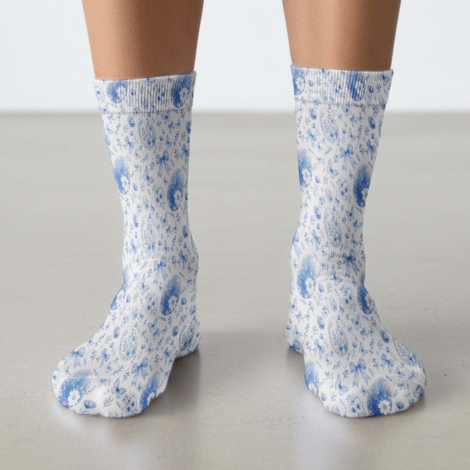 Butterfly Floral Bow Vintage Pattern Socks, Breathable Fabrics Medical Uniform