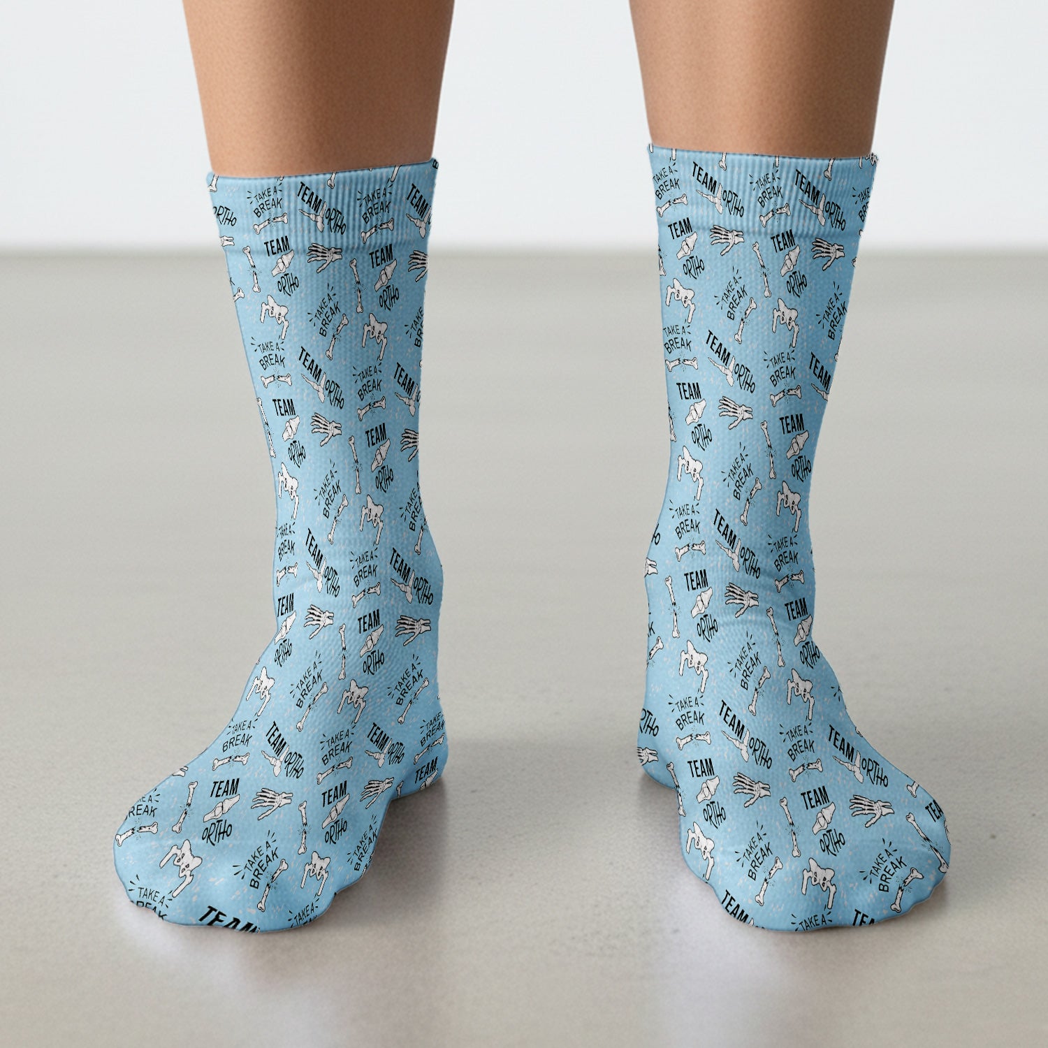 Team Ortho Bone Joint Print Socks, Breathable Fabrics Medical Uniform