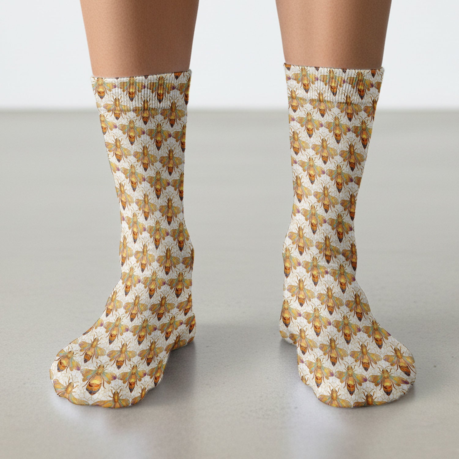Golden Honey Bee Honeycomb Nurse Pattern Nurse Socks, Socks for Nurse Doctor