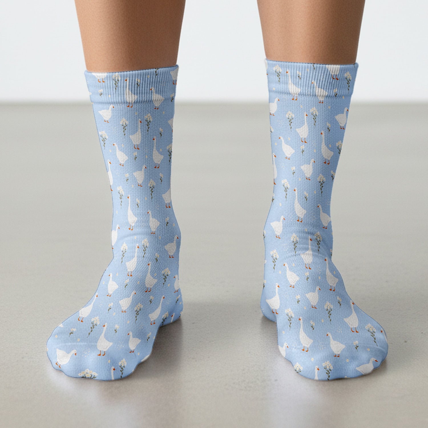Blue Goose Floral Pattern Socks, Socks for Nurse Doctor