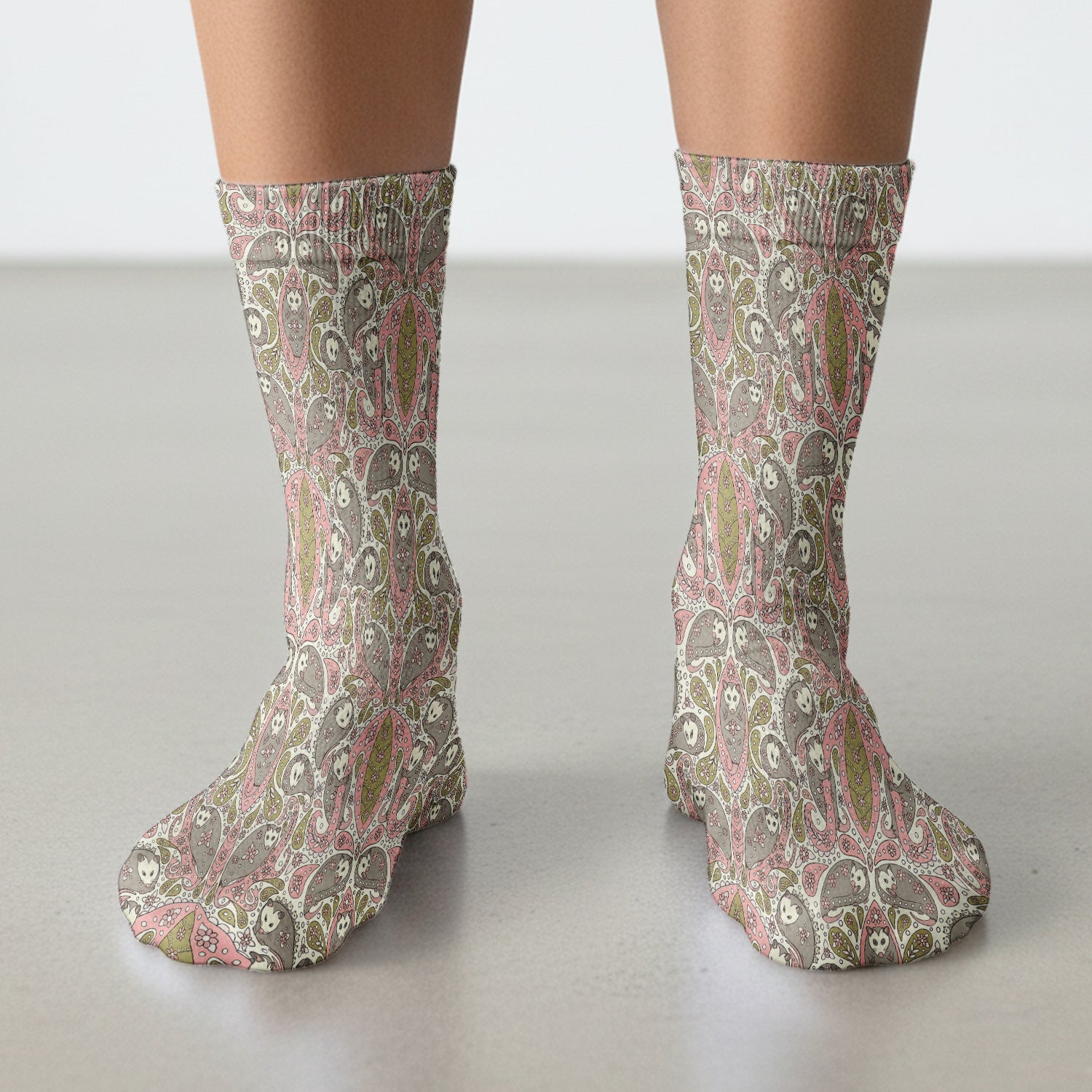 Opossum Paisley Pattern Socks, Socks for Nurse Doctor