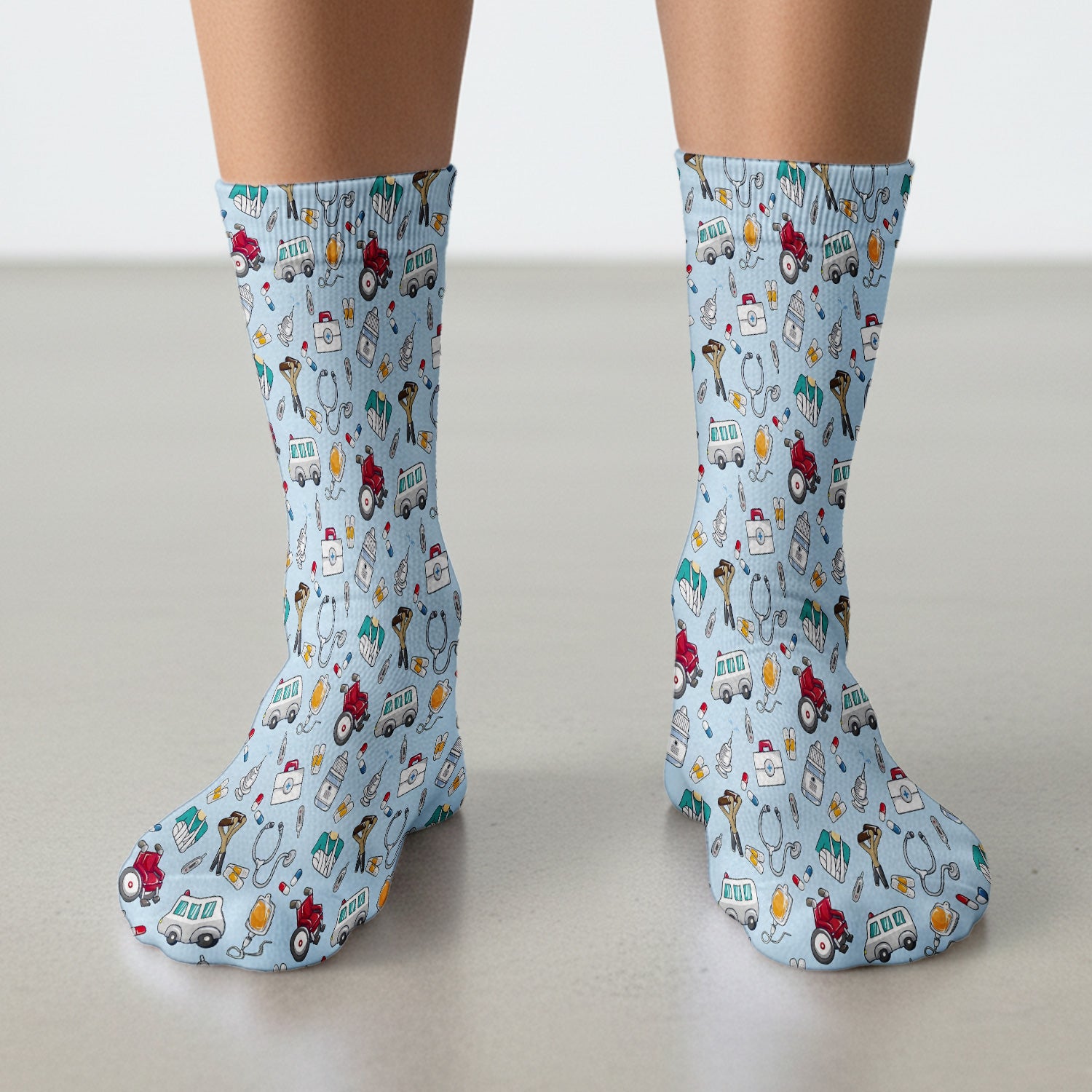 Care Medical Tools & Emergency Transport Pattern Socks, Adult Socks for Men and Women