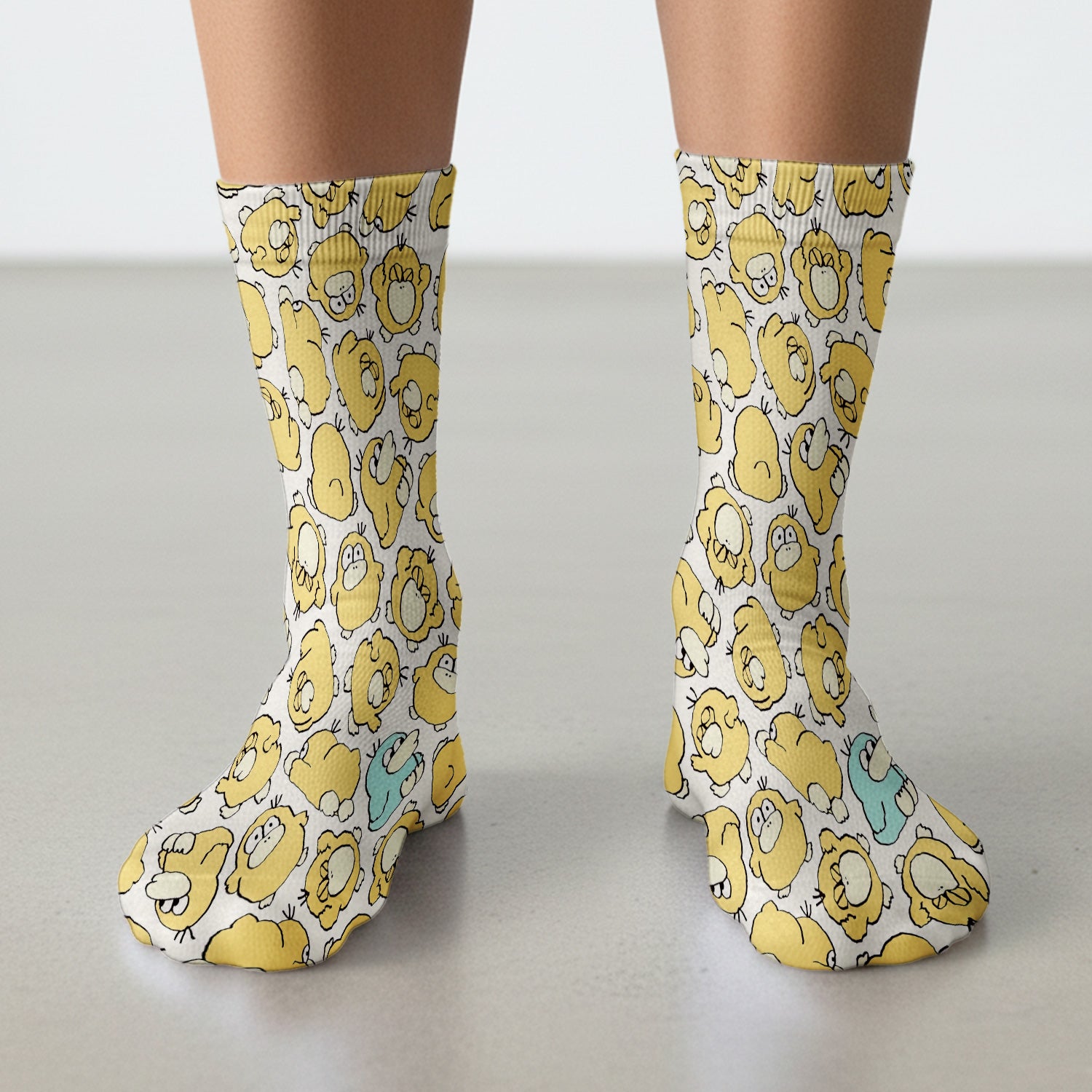 Funny Yellow Cartoon Duck Pattern Socks, Socks for Nurse Doctor