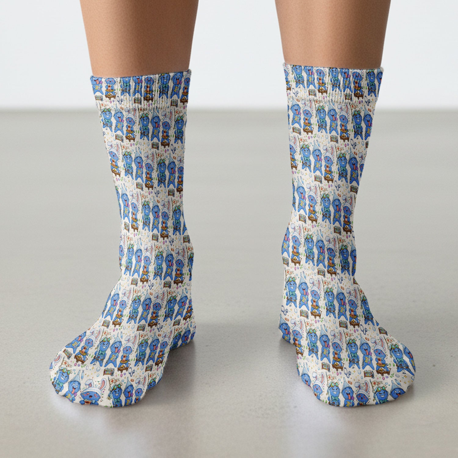 Cute Glove Doll Hospital Medical Cartoon Nurse Pattern Sock, Breathable Fabrics Medical Uniform