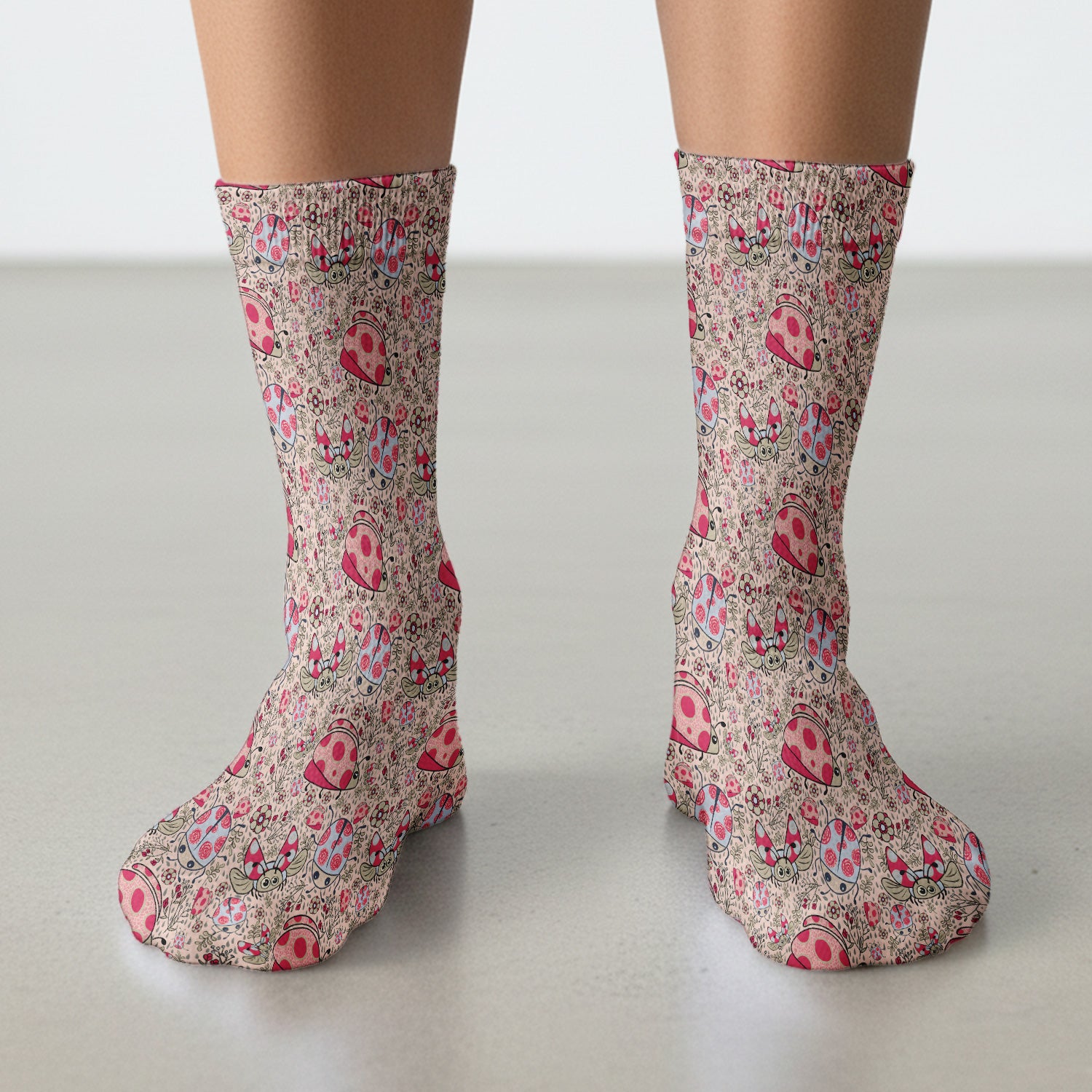 Cute Ladybug Rain Garden Pattern Socks, Socks for Nurse Doctor