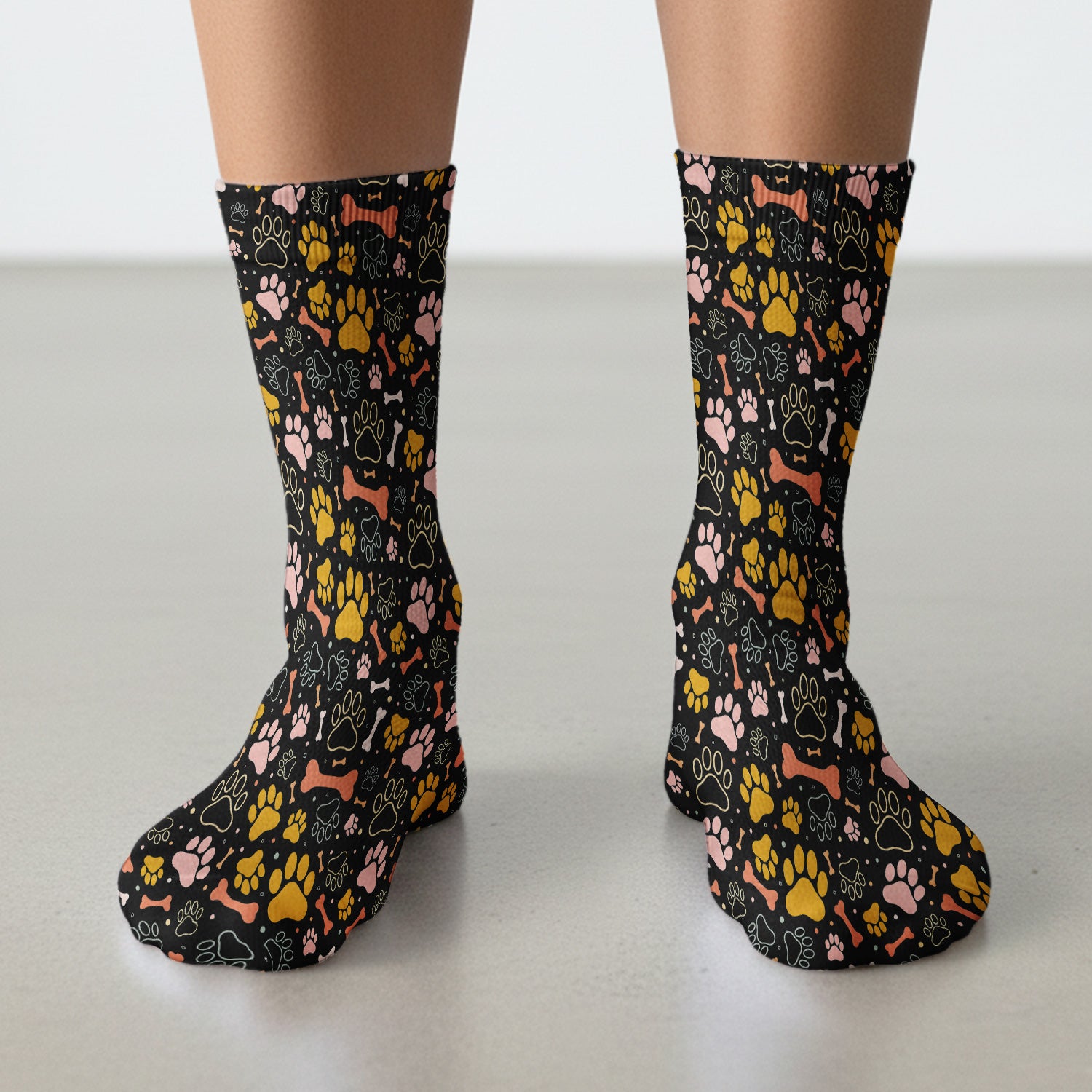 Cute Paw Print Dog Pattern Medical Socks, Adult Socks for Men and Women