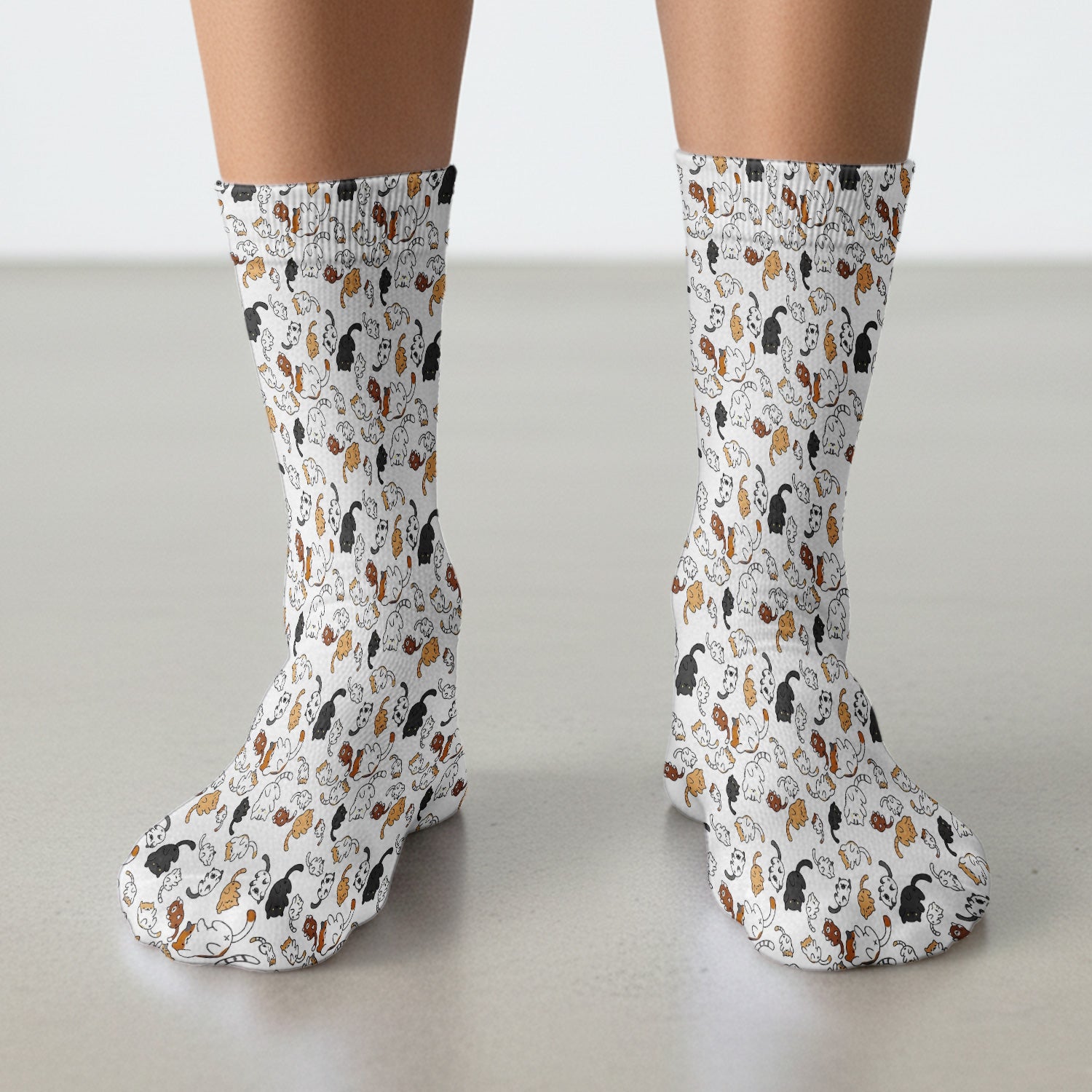 Funny Cat Scrub Socks, Cute Cat Pattern Nurse Sock For Women, Breathable Fabrics Nursing Uniform