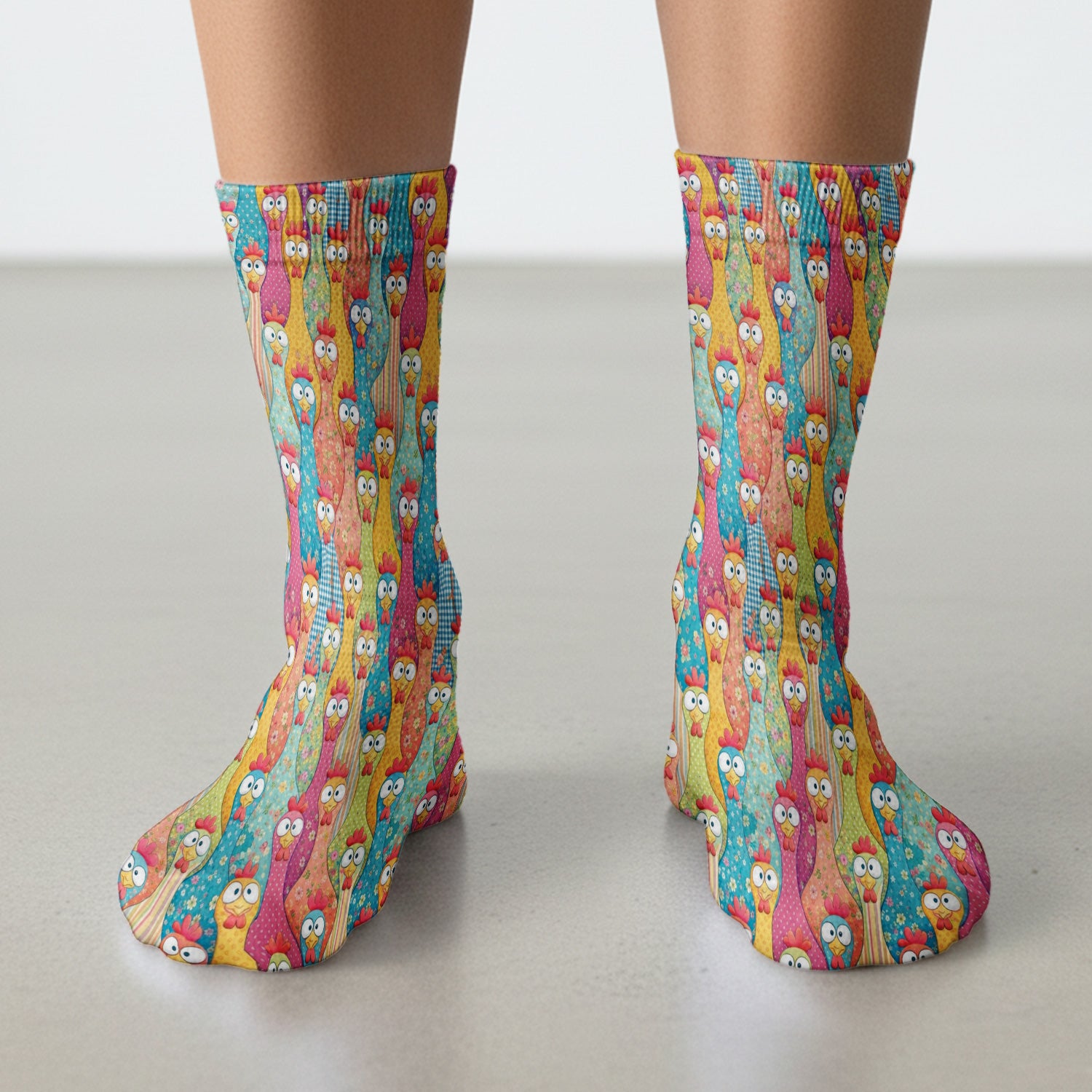 Funny Colorful Chicken Farm Cartoon Pattern Socks, Cute Medical Staff Socks
