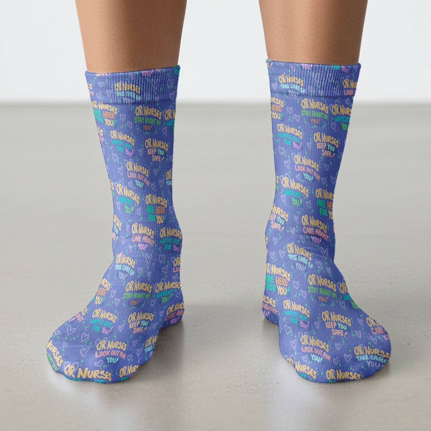Inspirational Nurse Quote Care Message Pattern Socks, Breathable Fabrics Medical Uniform