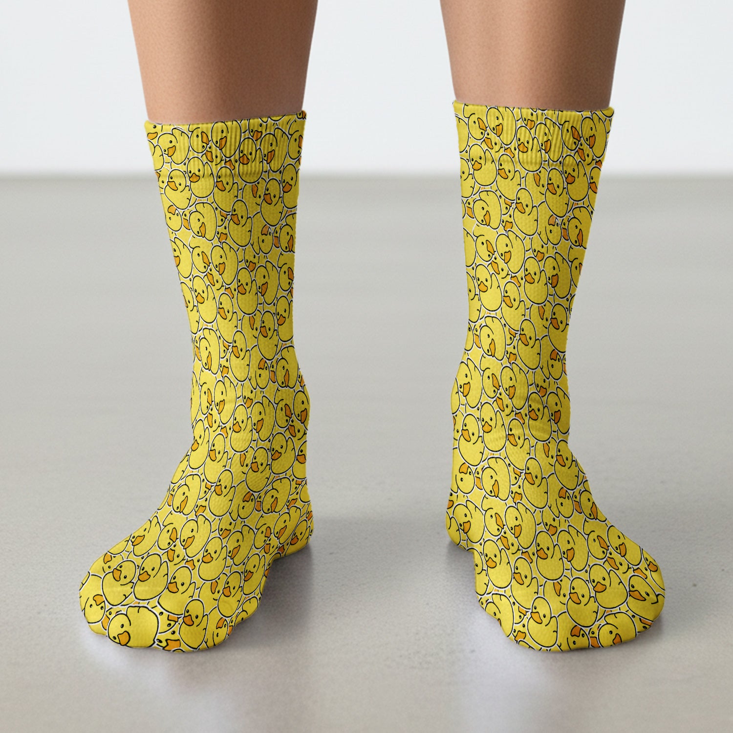 Yellow Rubber Duck Pattern Socks, Adult Socks for Men and Women
