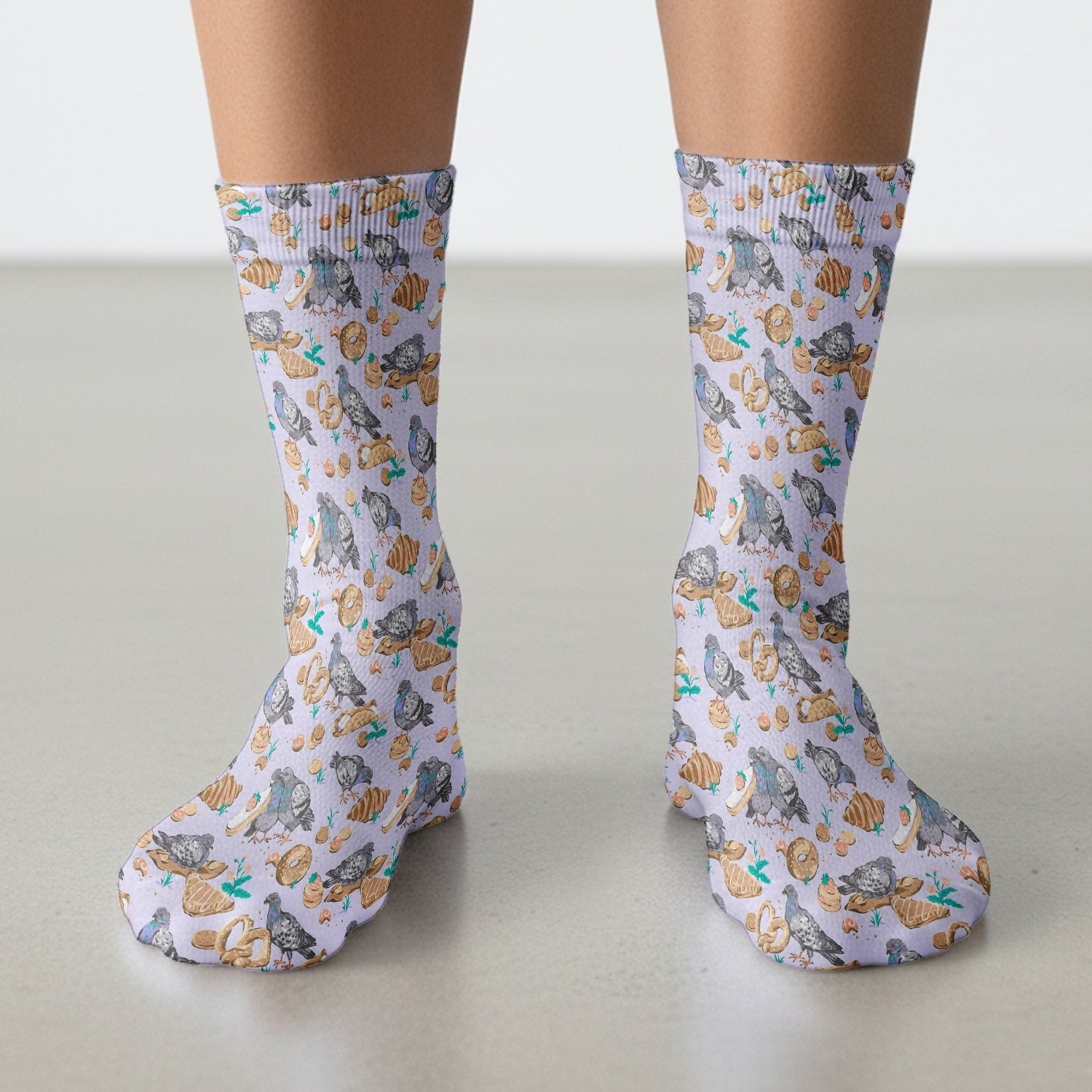 Funny Pigeon Bread Snack Nurse Pattern Nurse Socks, Socks for Nurse Doctor