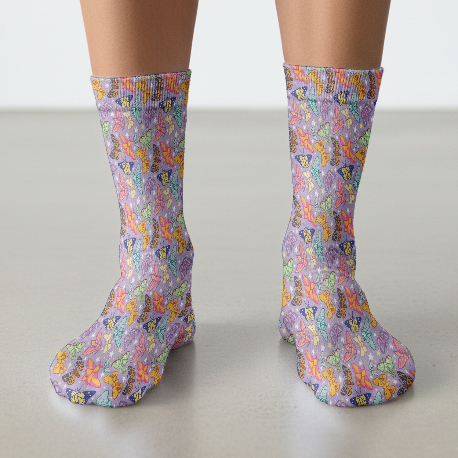Colorful Butterfly Moth Pattern Socks, Socks for Nurse Doctor