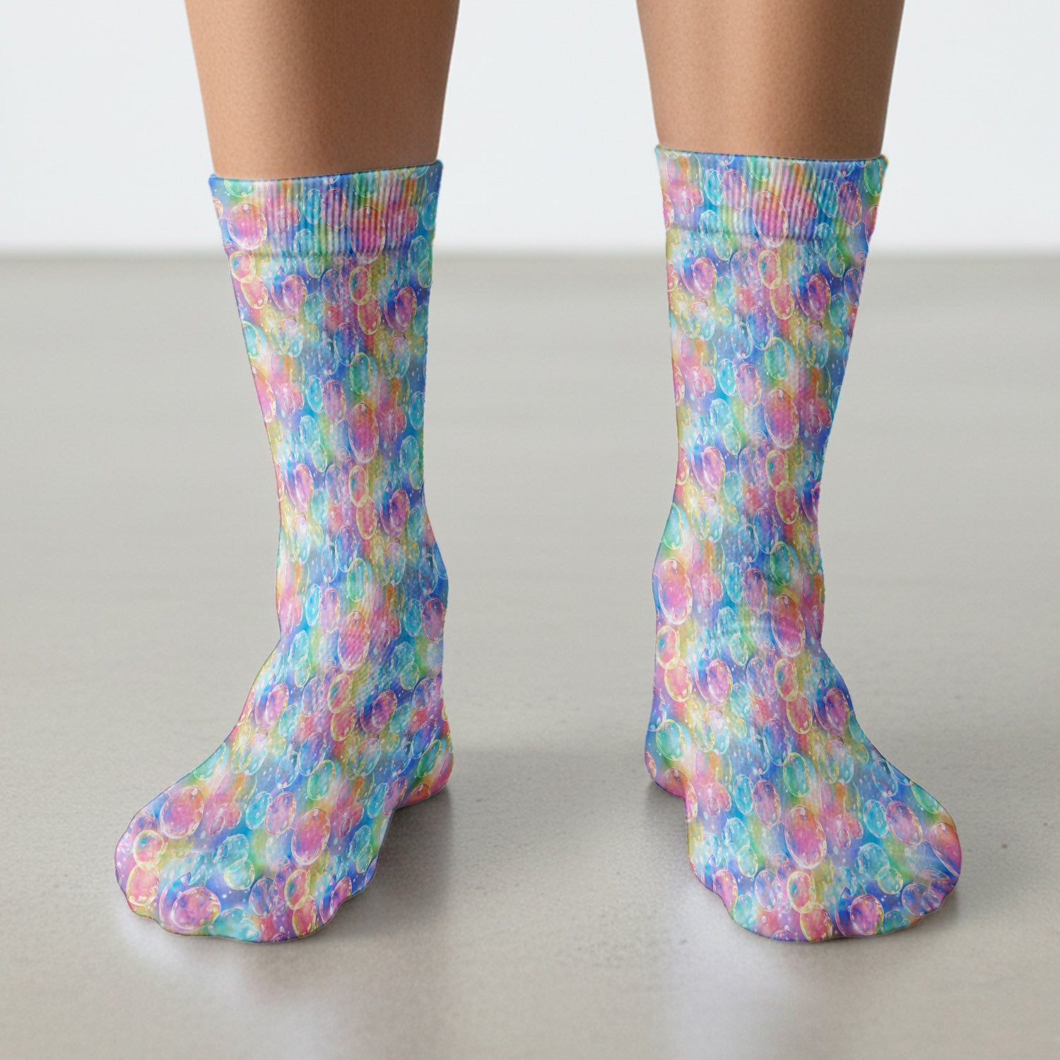 Colorful Floating Soap Bubble Pattern Socks, Adult Socks for Men and Women