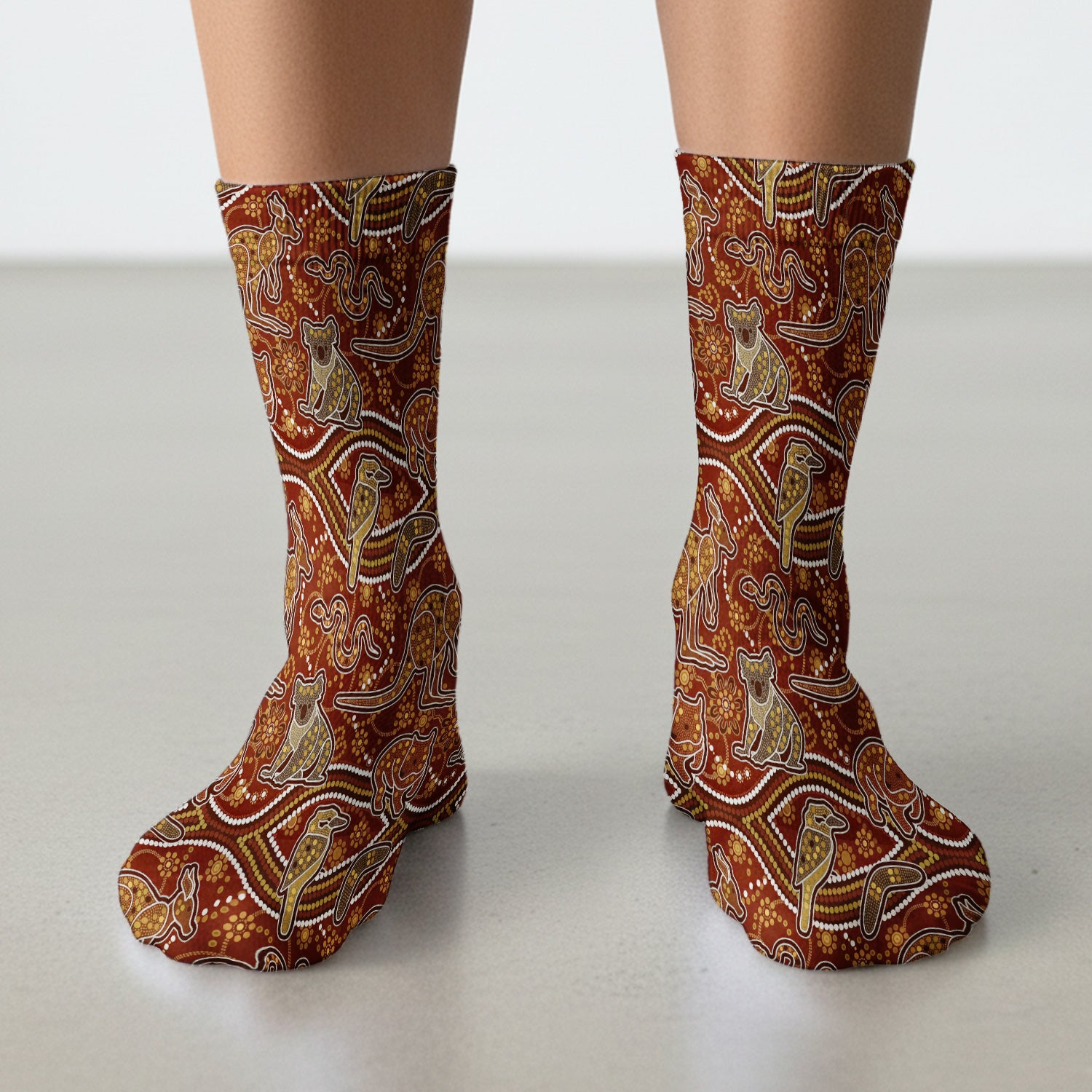 Australian Kangaroo Koala Aboriginal Art Pattern Socks, Adult Socks for Men and Wome