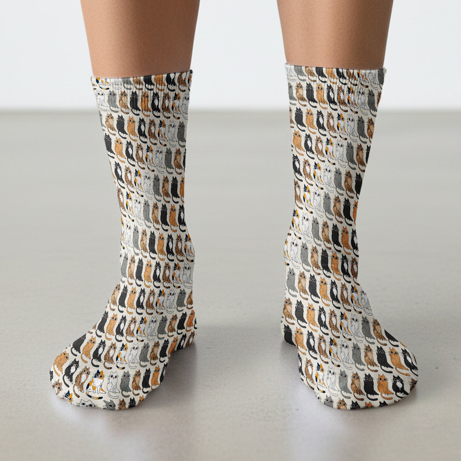 Cute Cartoon Cat Pattern Medical Socks, Breathable Fabrics Medical Uniform