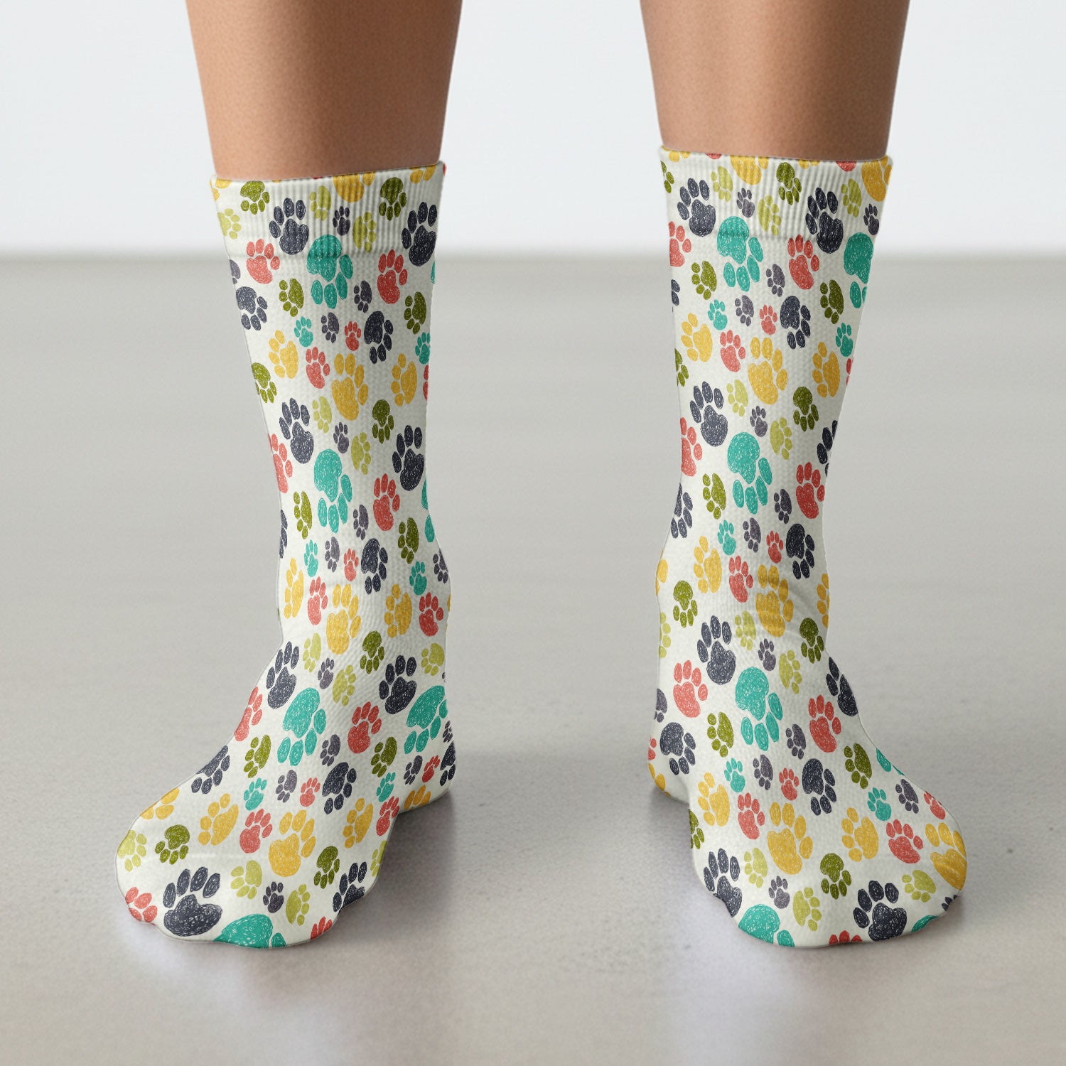 Colorful Paw Print Animal Pattern Medical Socks, Adult Socks for Men and Women