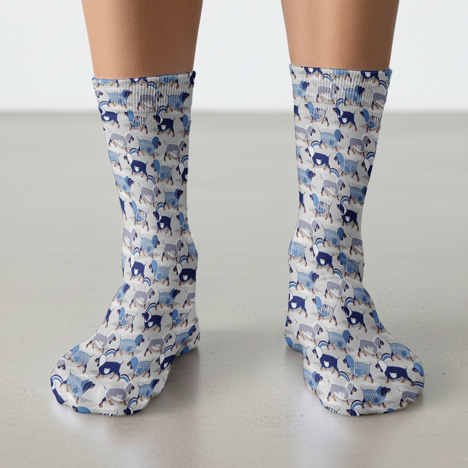 Cute Dachshund Raincoat Parade Pattern Socks, Adult Socks for Men and Women
