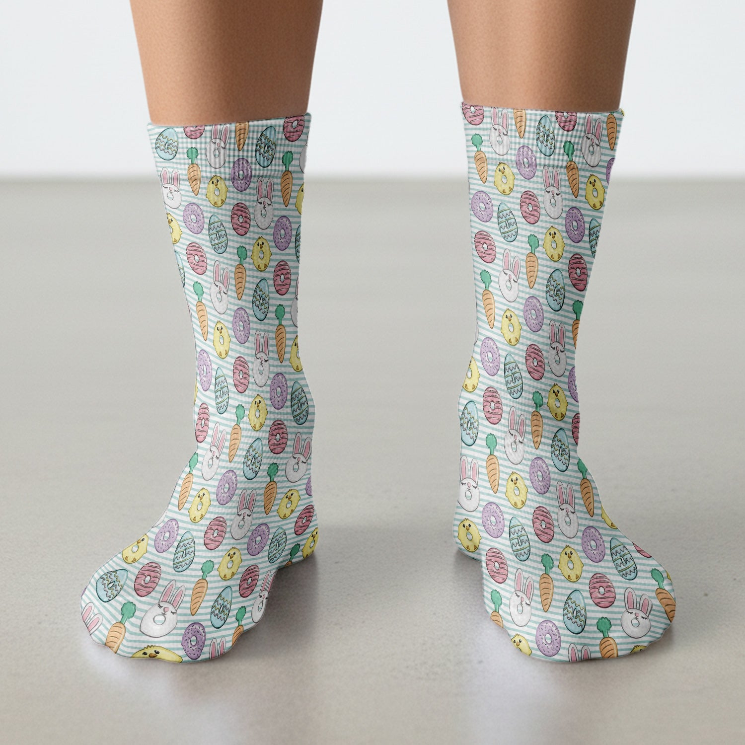 Funny Easter Chick Bunny Pattern Print Socks, Adult Socks for Men and Women