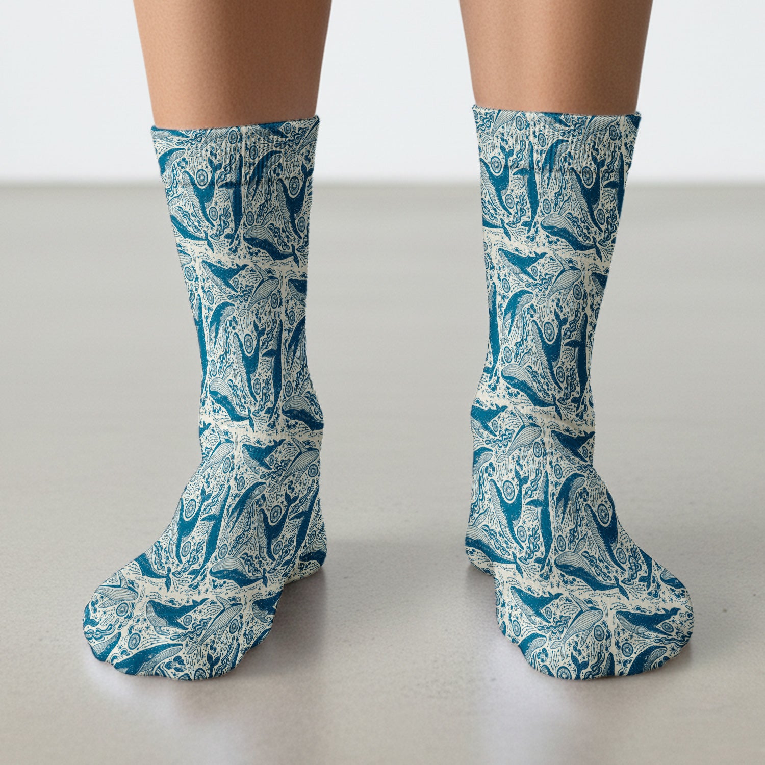 Blue Whale Ocean Pattern Socks, Socks for Nurse Doctor