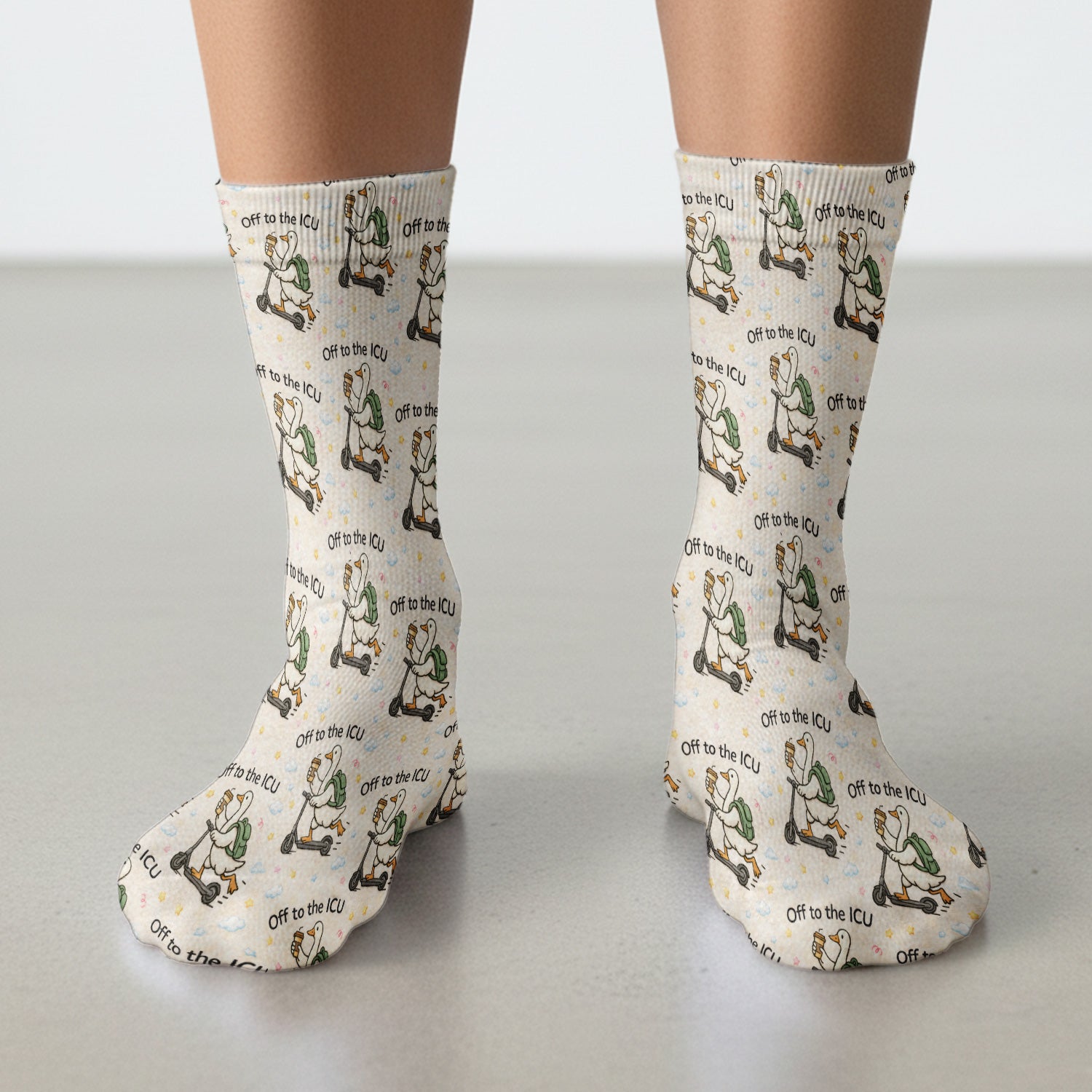 Funny Goose Off To The ICU Pattern Socks, Breathable Fabrics Medical Uniform
