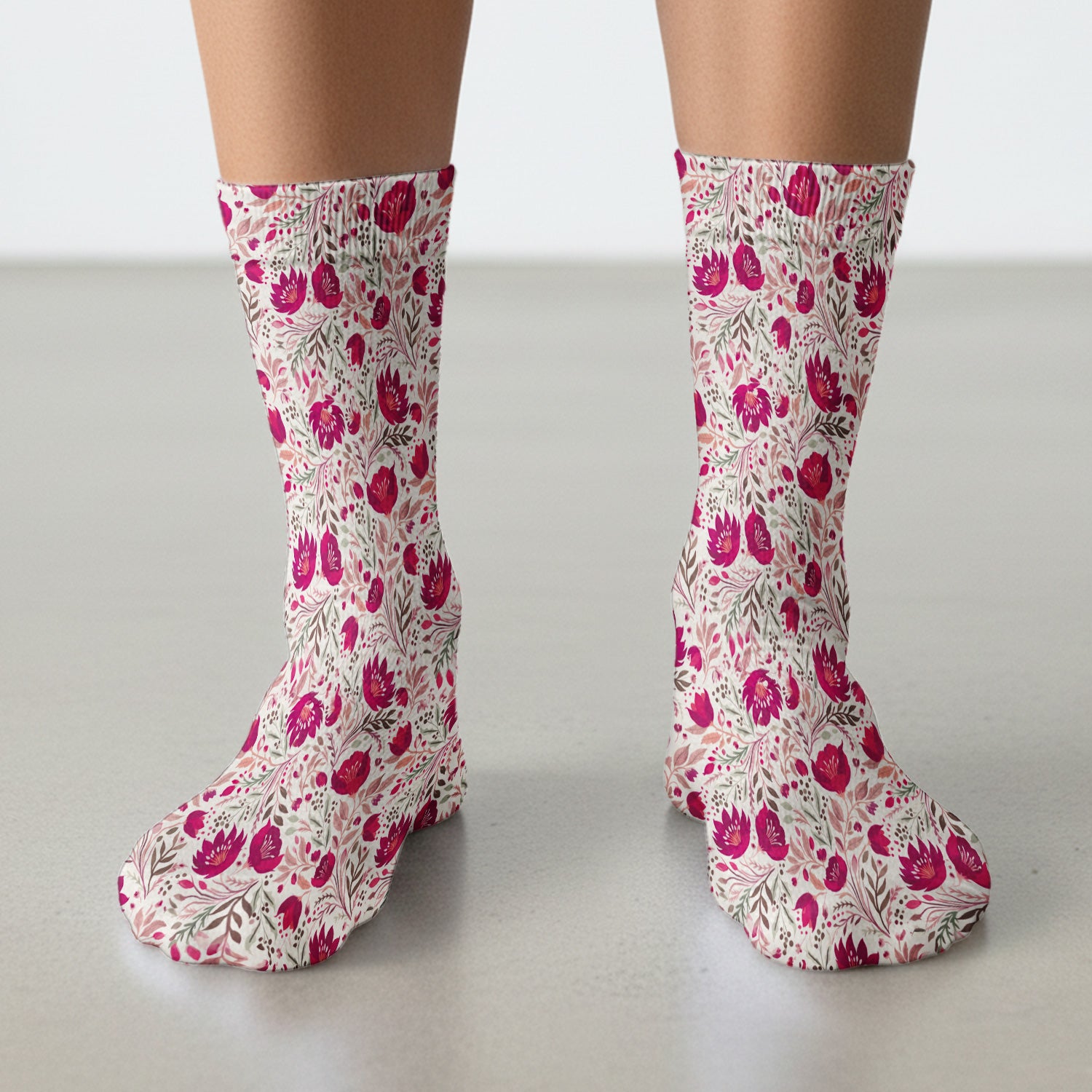 Elegant Floral Botanical Pattern Socks, Socks for Nurse Doctor
