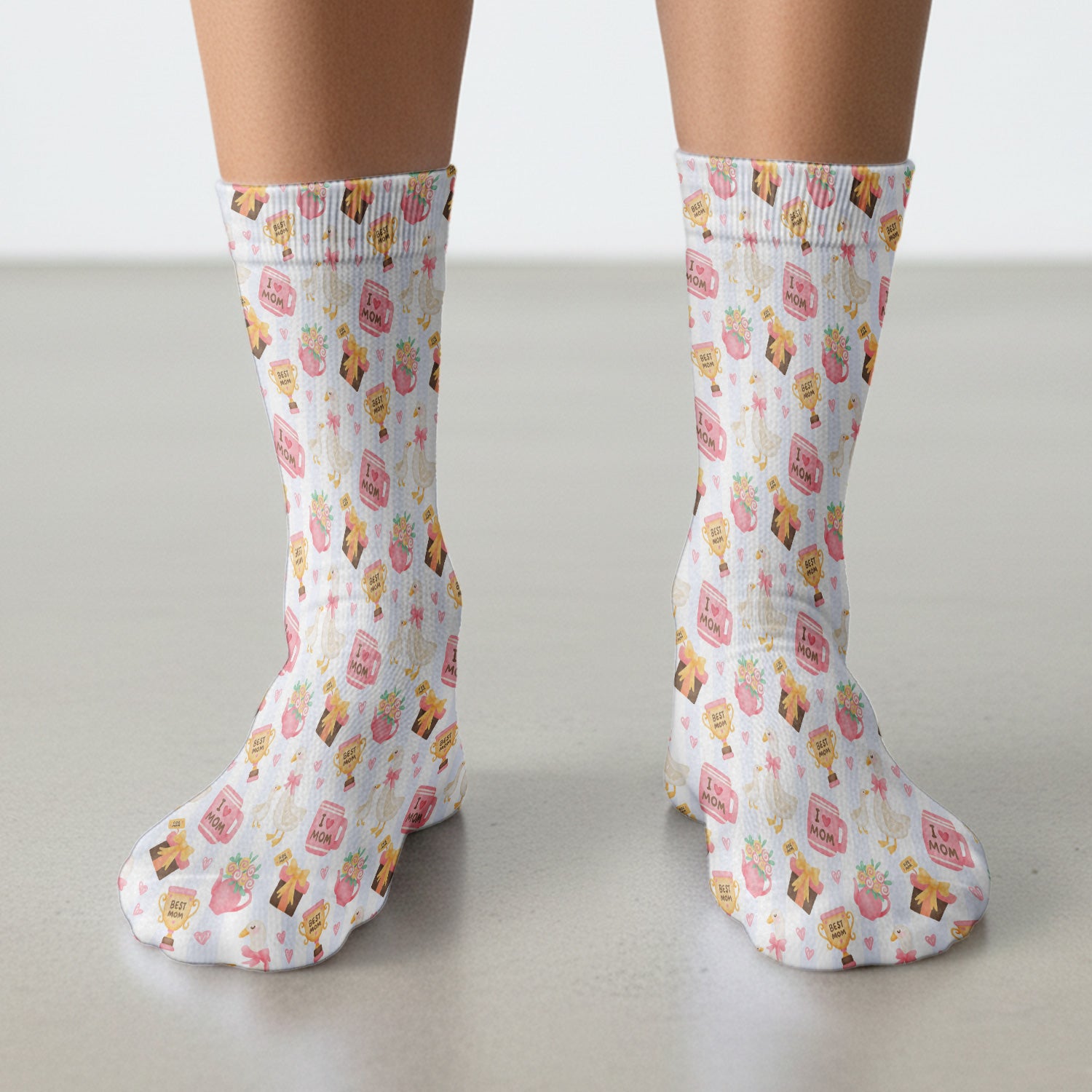 Sweet Nurse Mom Goose Gift Trophy Pattern Socks, Adult Socks for Men and Women