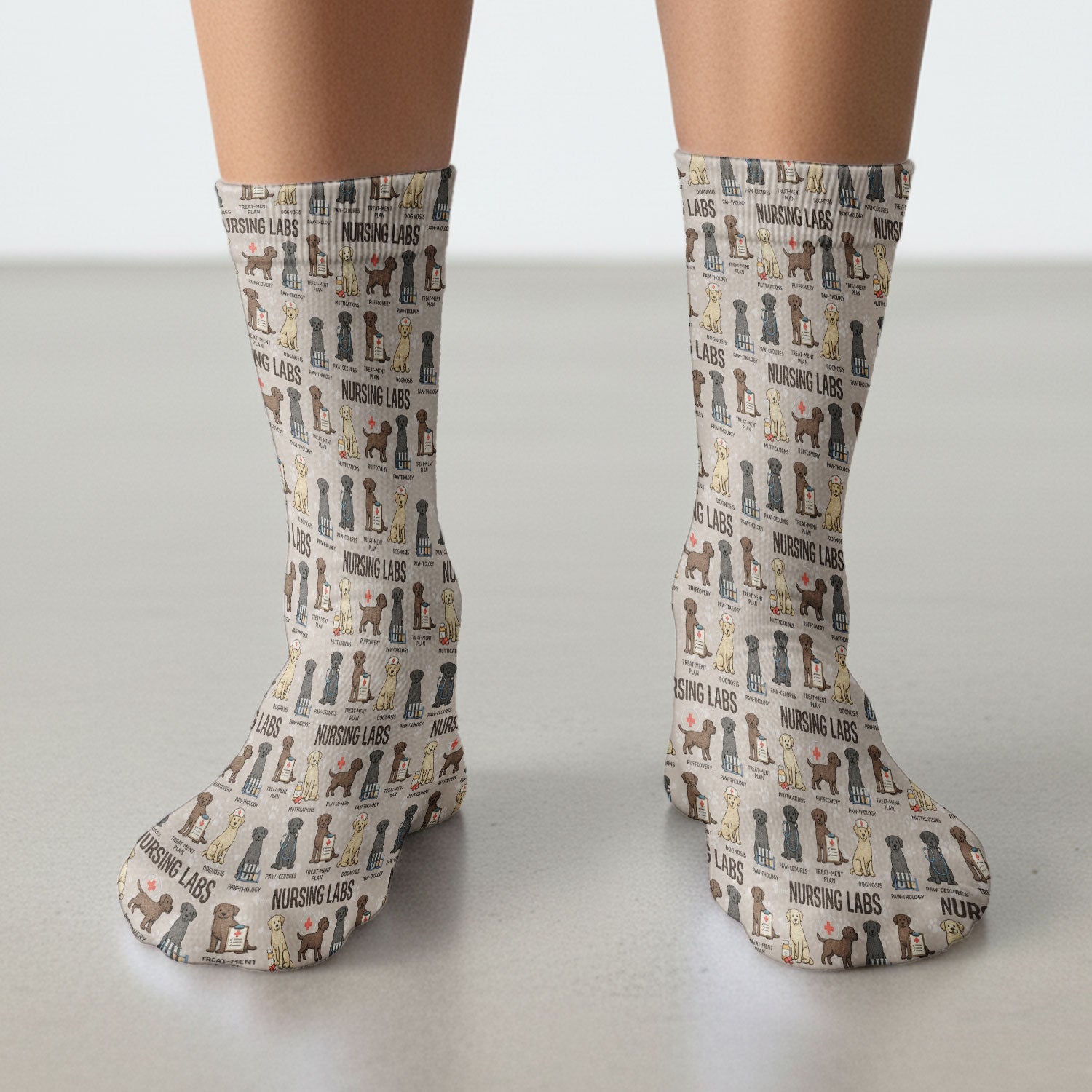 Playful Nursing Labs Dog Pattern Socks, Breathable Fabrics Medical Uniform