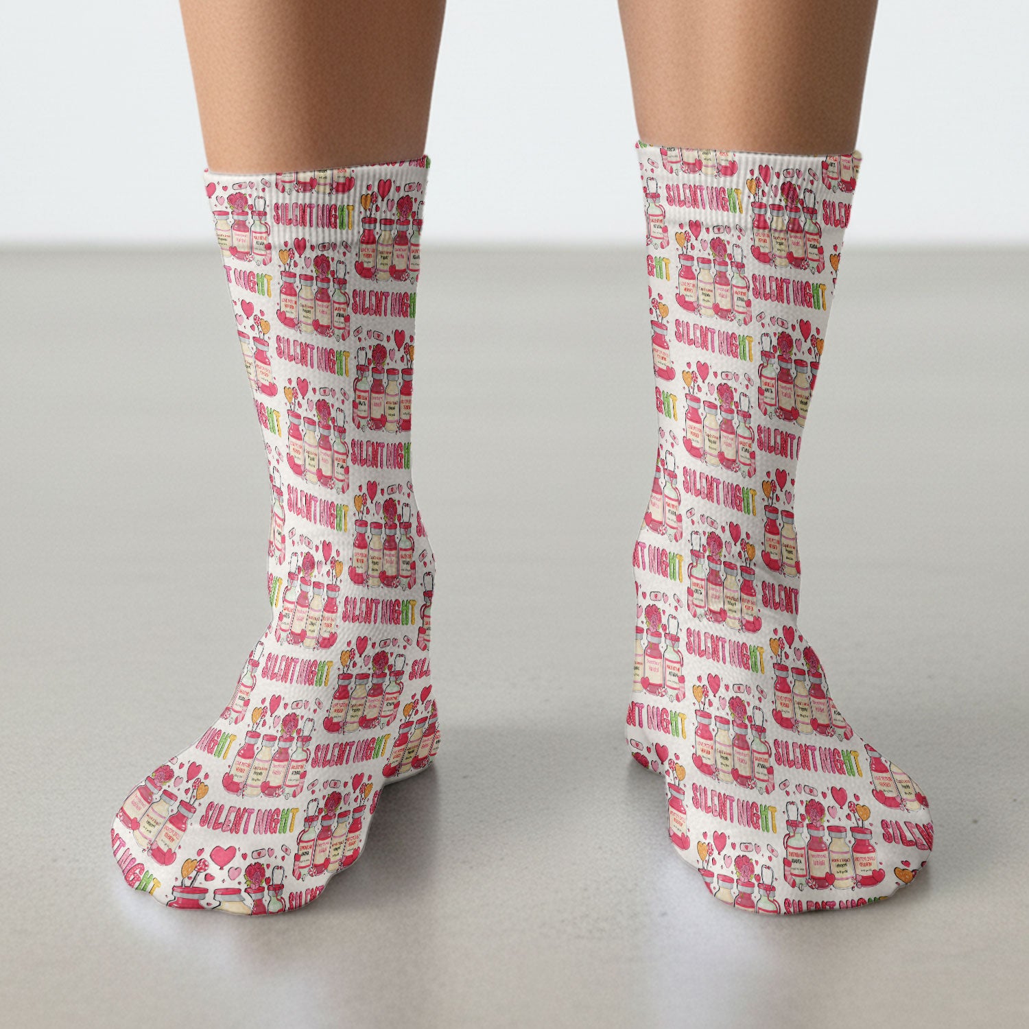 Valentine Silent Night Love Design, Adult Socks for Men and Women