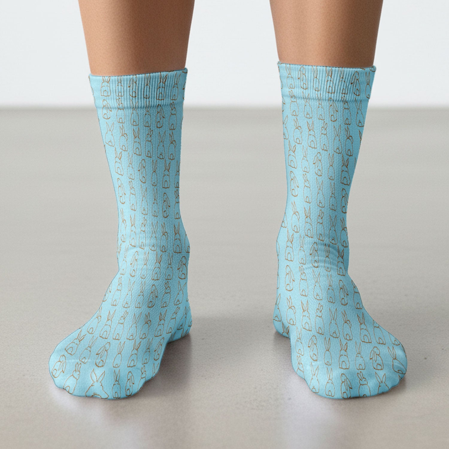Cartoon Bunny Line Art Pattern Medical Socks, Breathable Fabrics Medical Uniform