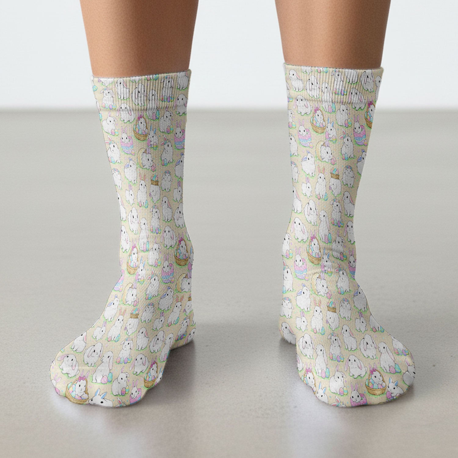 Cute Easter Bunny Egg Pattern Socks, Socks for Nurse Doctor