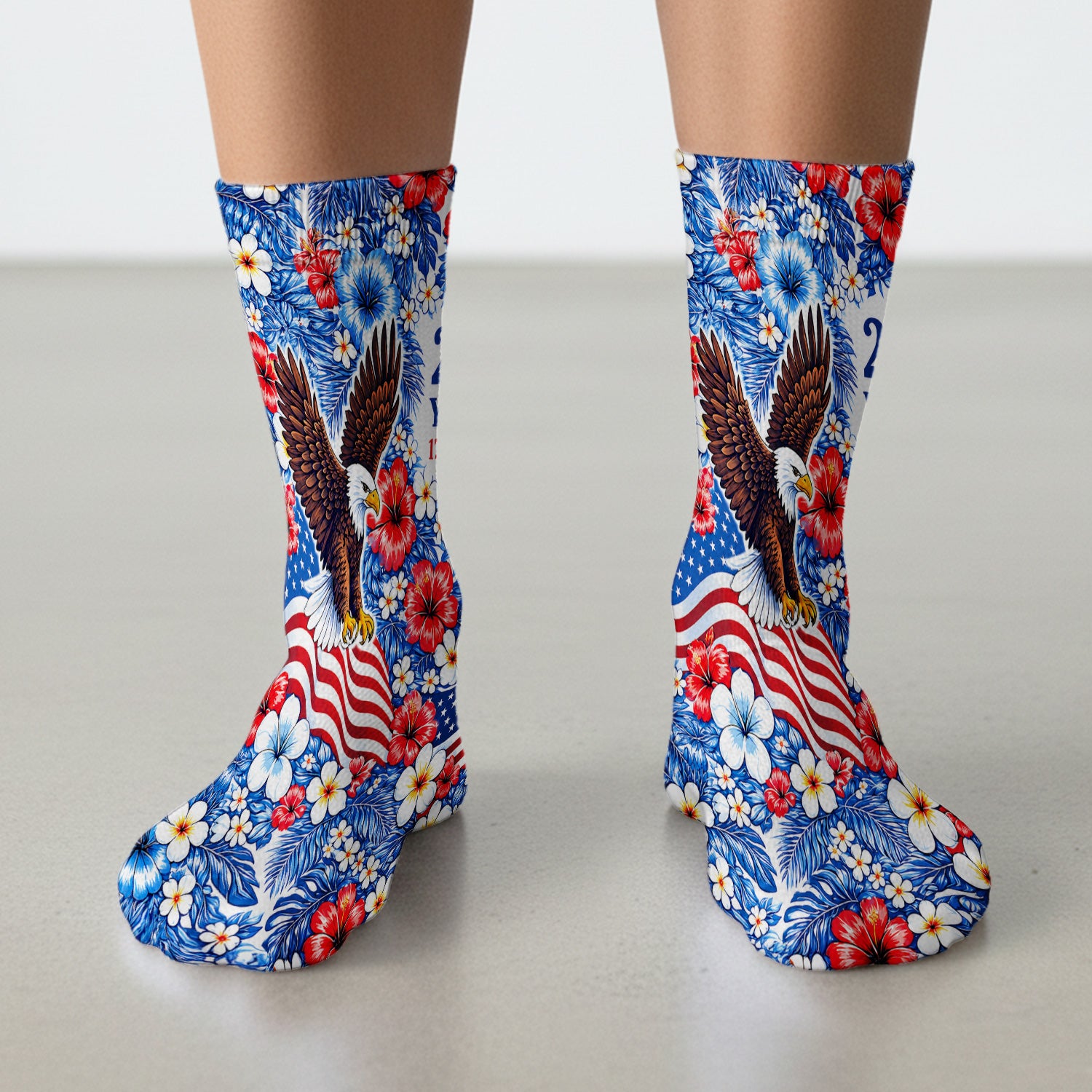 Patriotic Eagle Floral Pattern, America 250 Medical Socks, Adult Socks for Men and Women