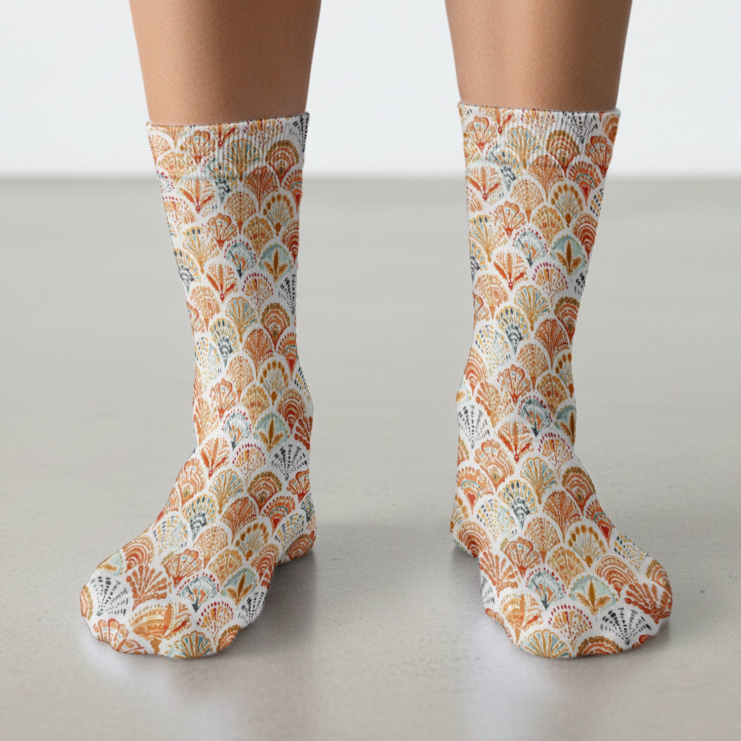 Cute Boho Fan Pattern Socks, Socks for Nurse Doctor