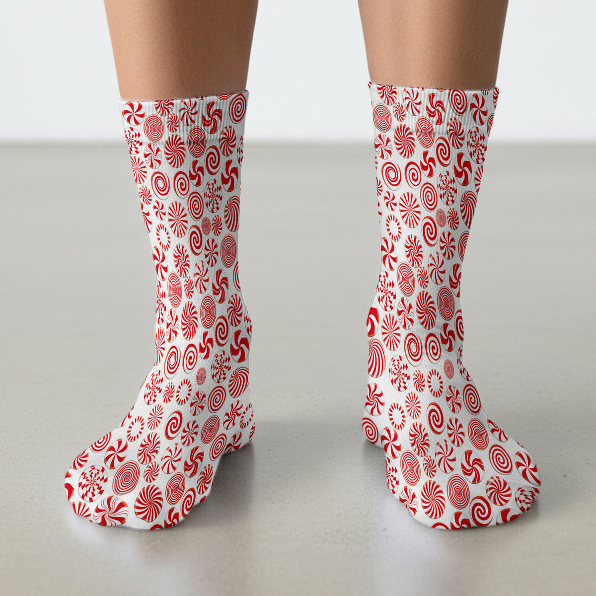 Christmas Peppermint Candy Pattern Socks, Adult Socks for Men and Women