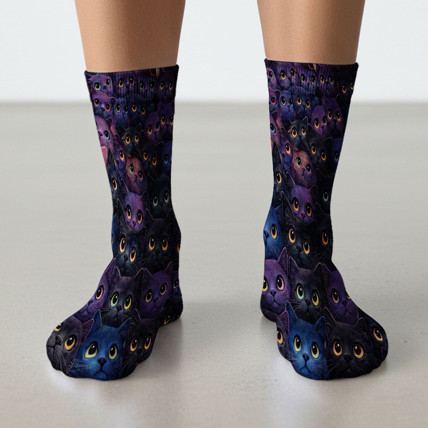 Cute Cat Eyes Medical Pattern Socks for Nurses, Adult Socks for Men and Women